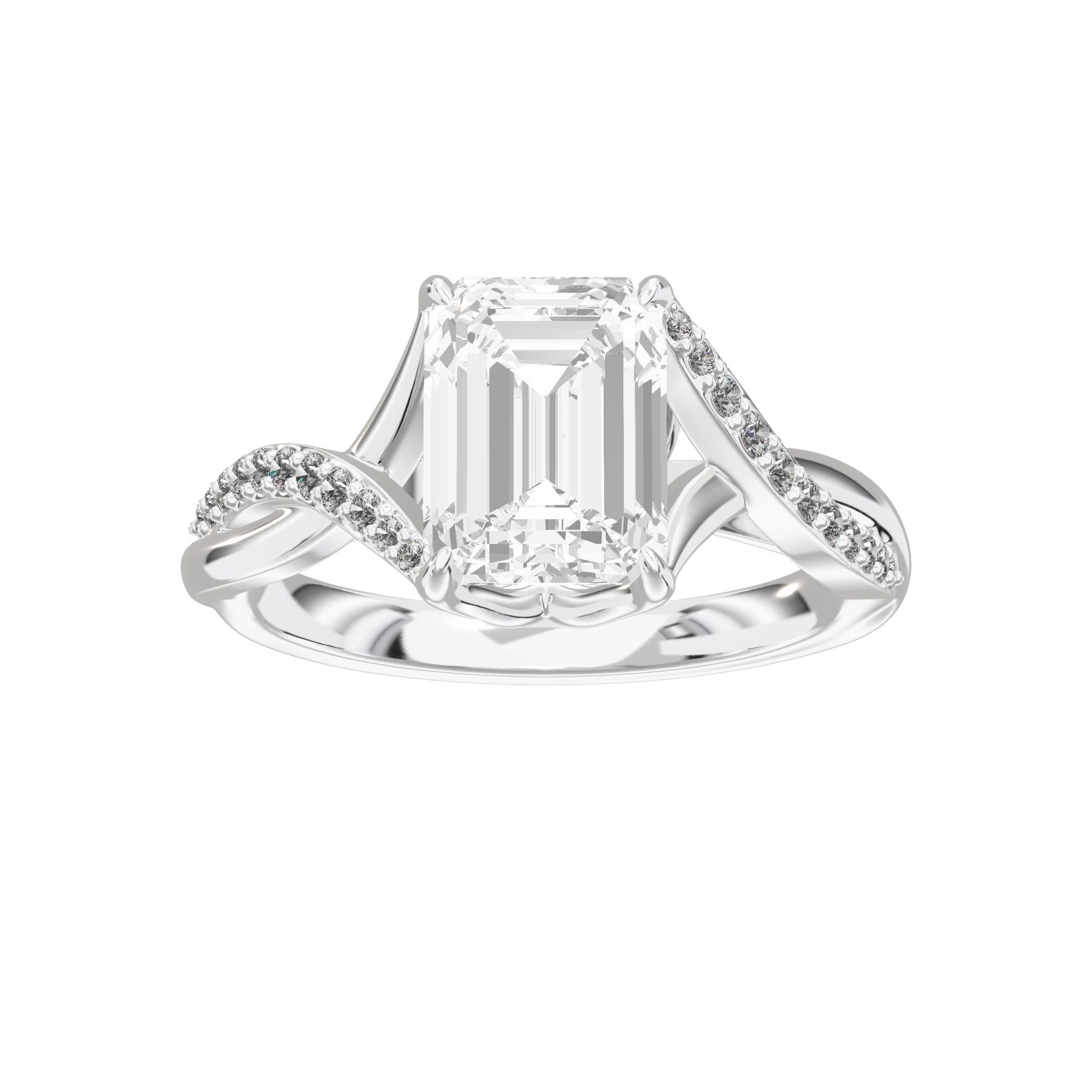 Eve Emerald Twisted Side-Stone Engagement Ring