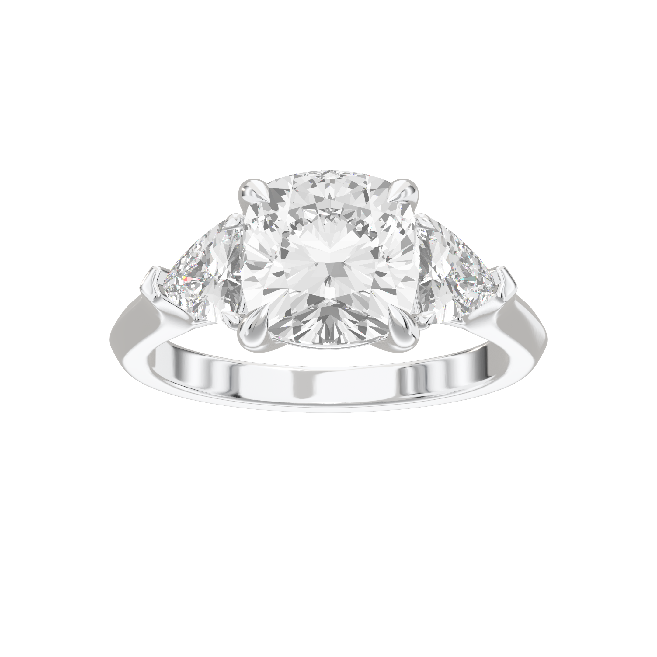 Eve Cushion Claw Prong Three-Stone Ring