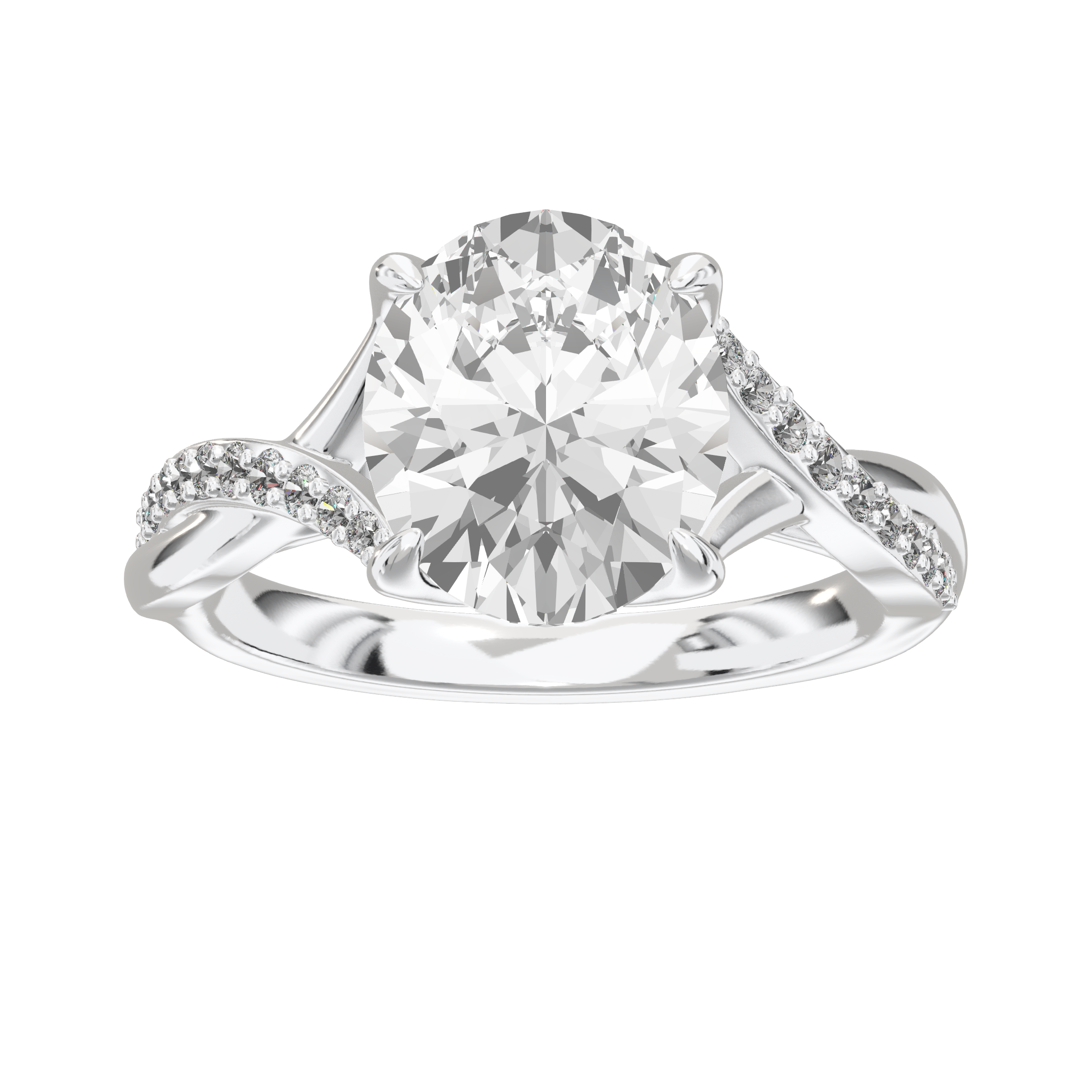 Eve Oval Twisted Side-Stone Engagement Ring