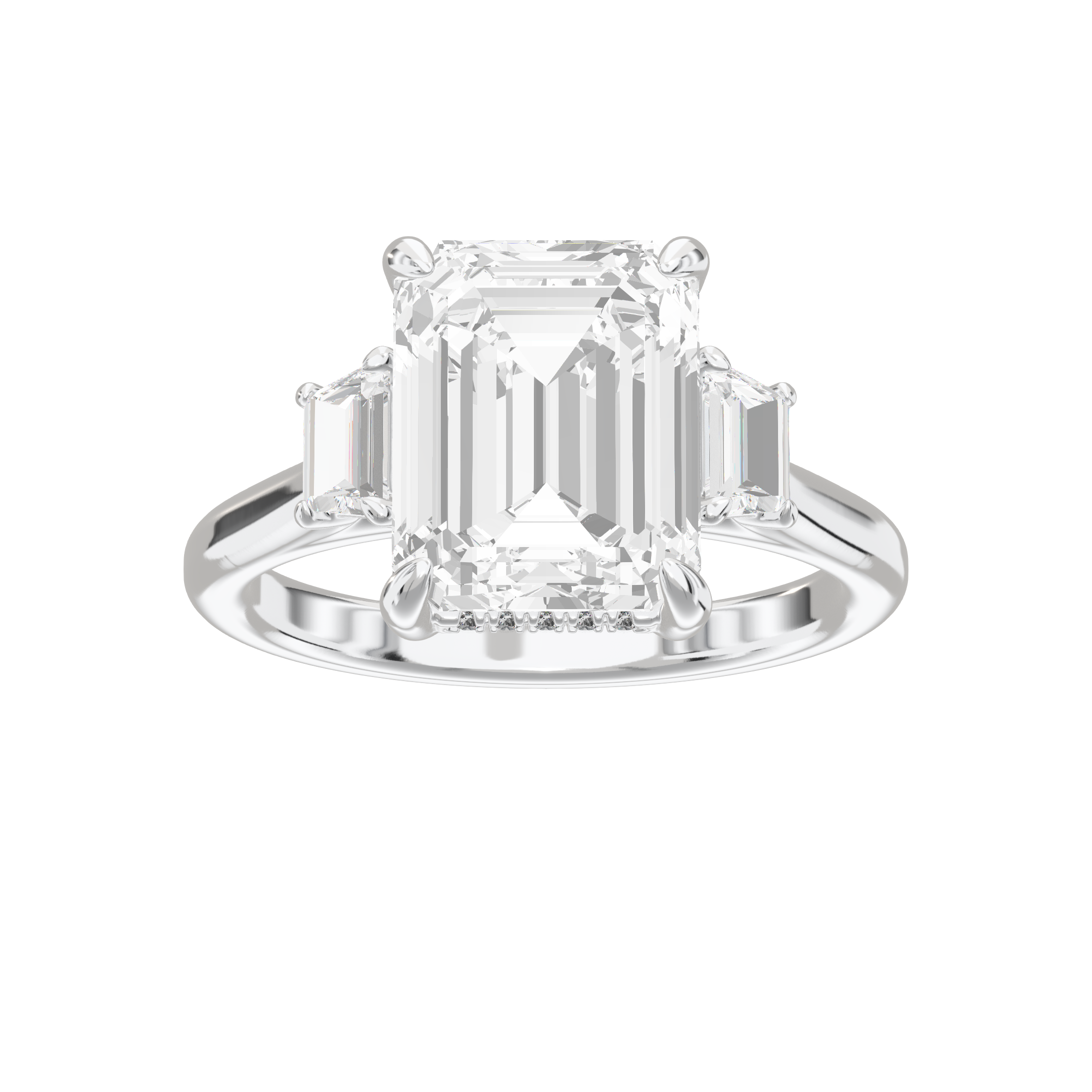 Eve Emerald Trapezoid Three-Stone Ring
