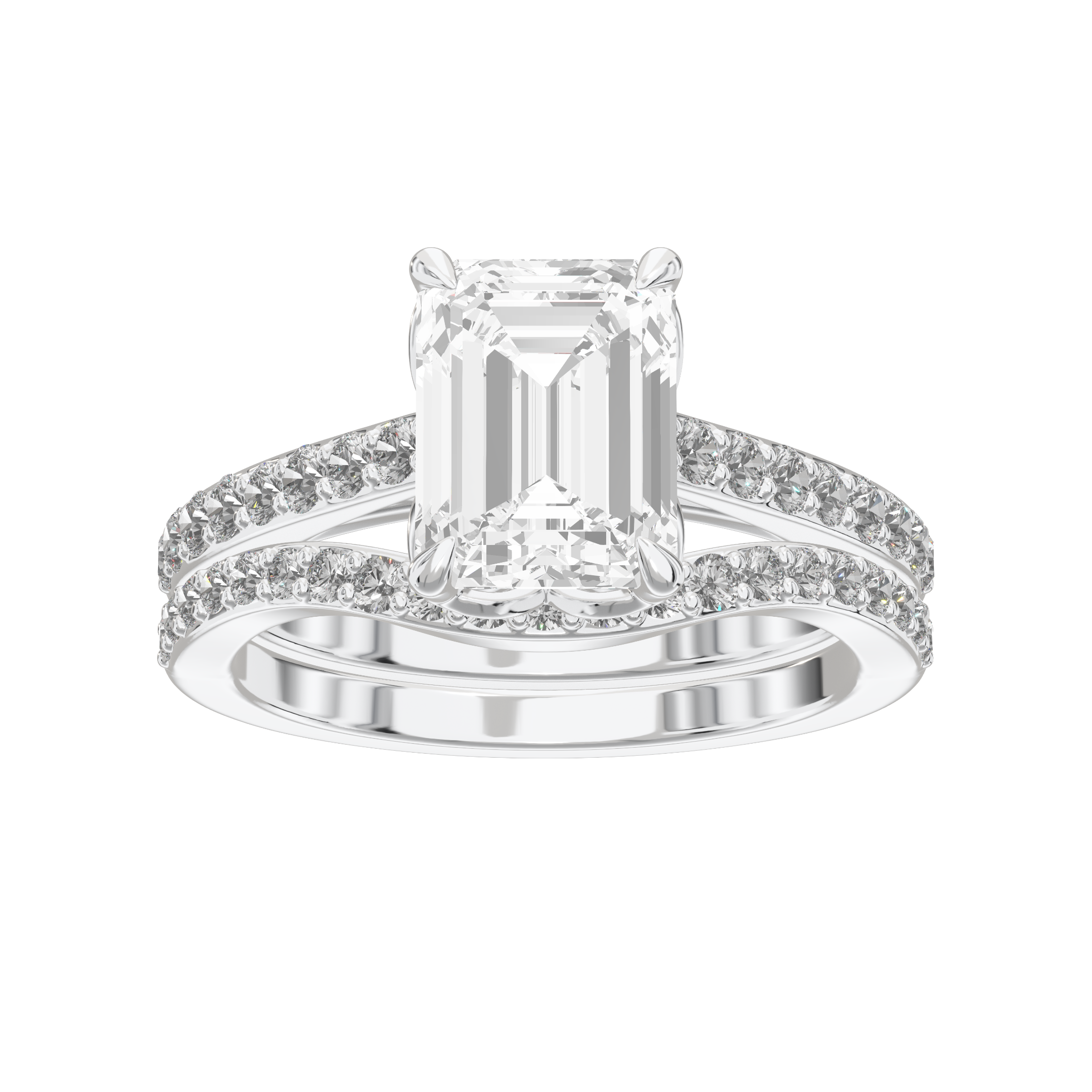 Eve Emerald Side-Stone Bridal Set