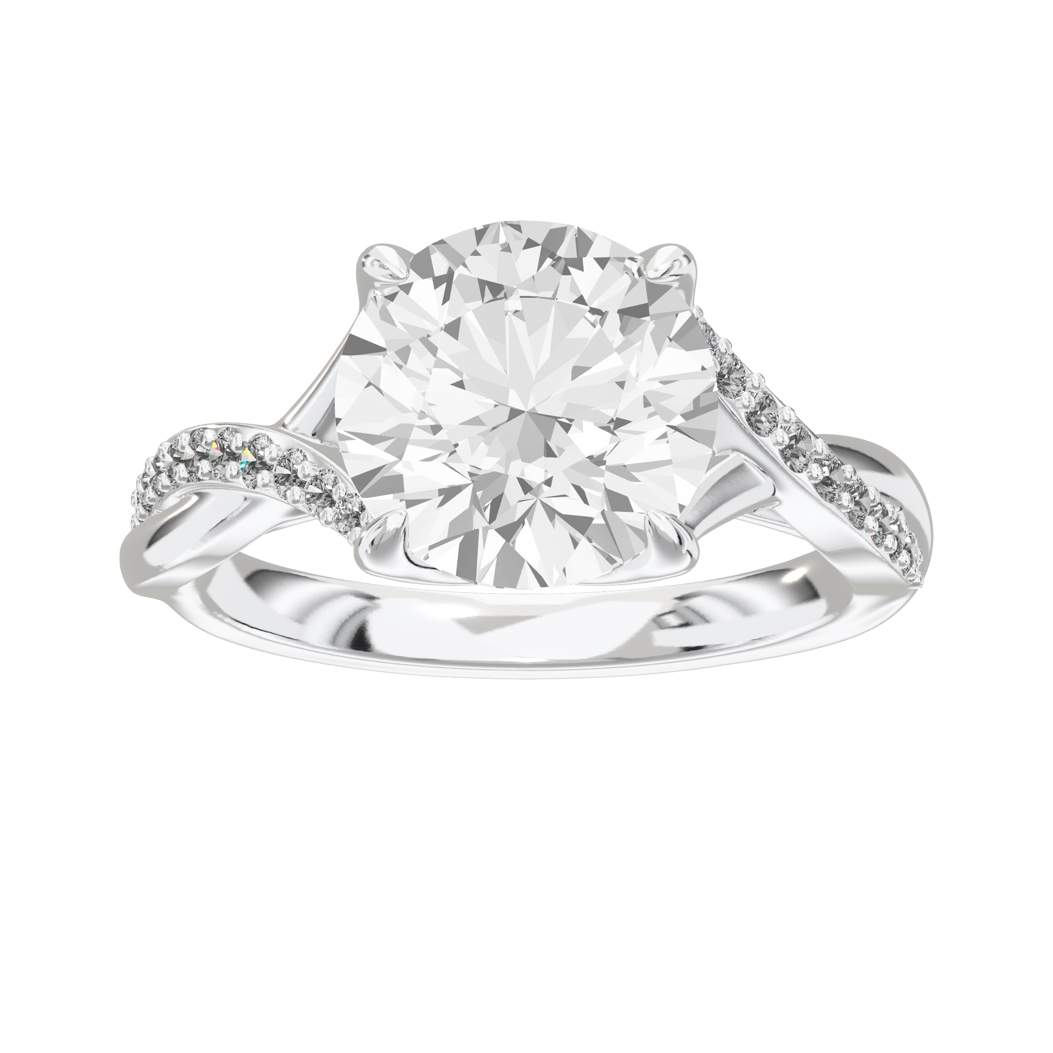 Eve Round Twisted Side-Stone Engagement Ring