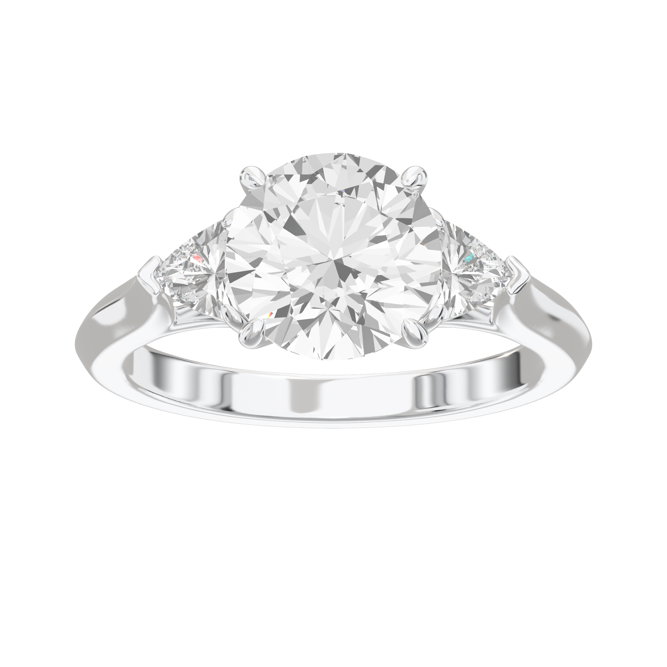 Eve Round Brilliant Claw Prong Three-Stone Ring