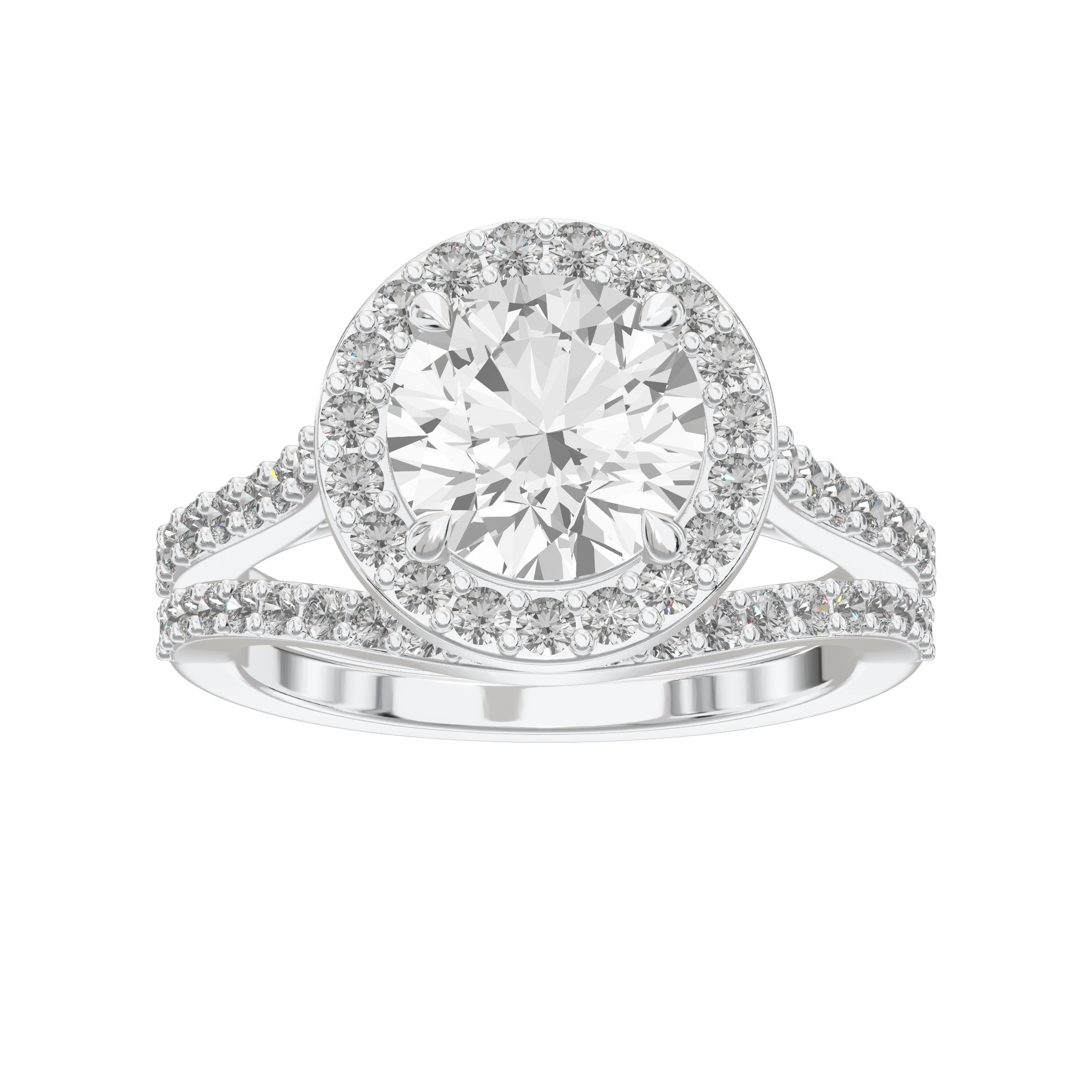 Iris Round Accented Halo Bridal Set