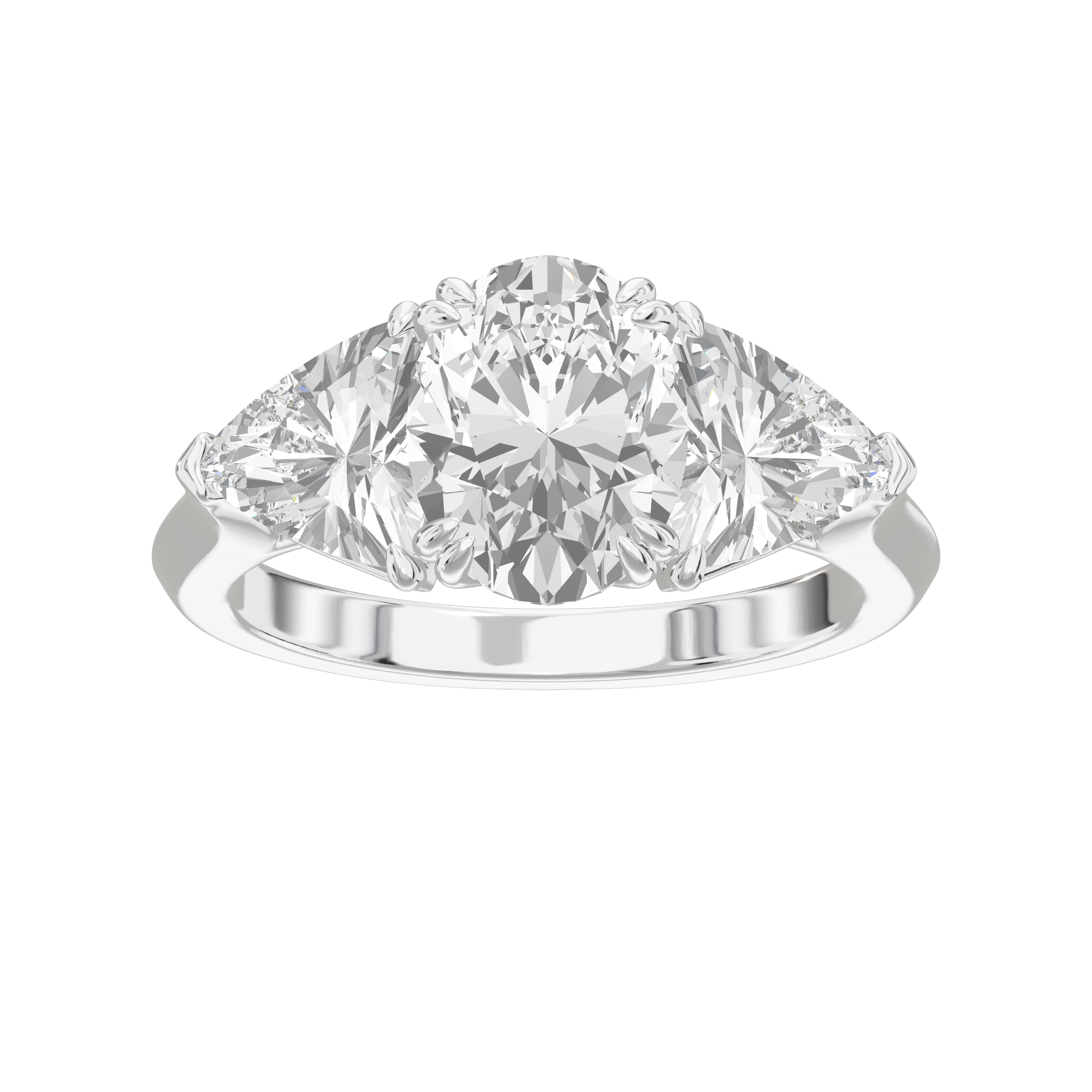 Eve Oval Claw Prong Three-Stone Ring