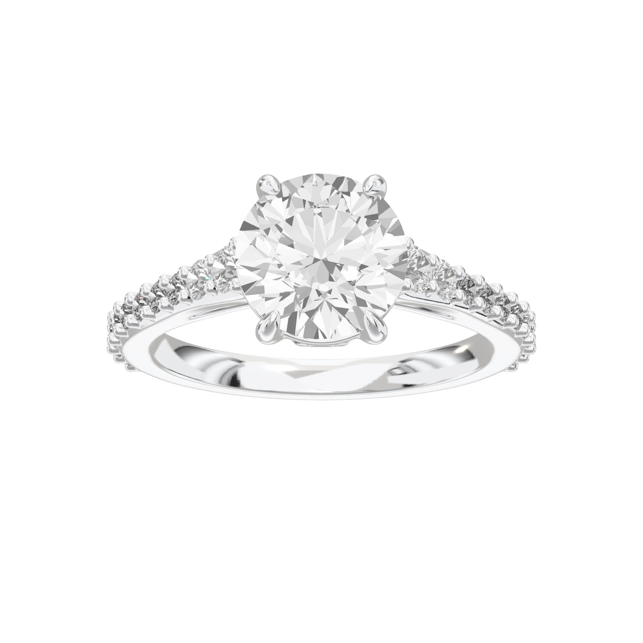 Eve Round Graduated Side-Stone Engagement Ring