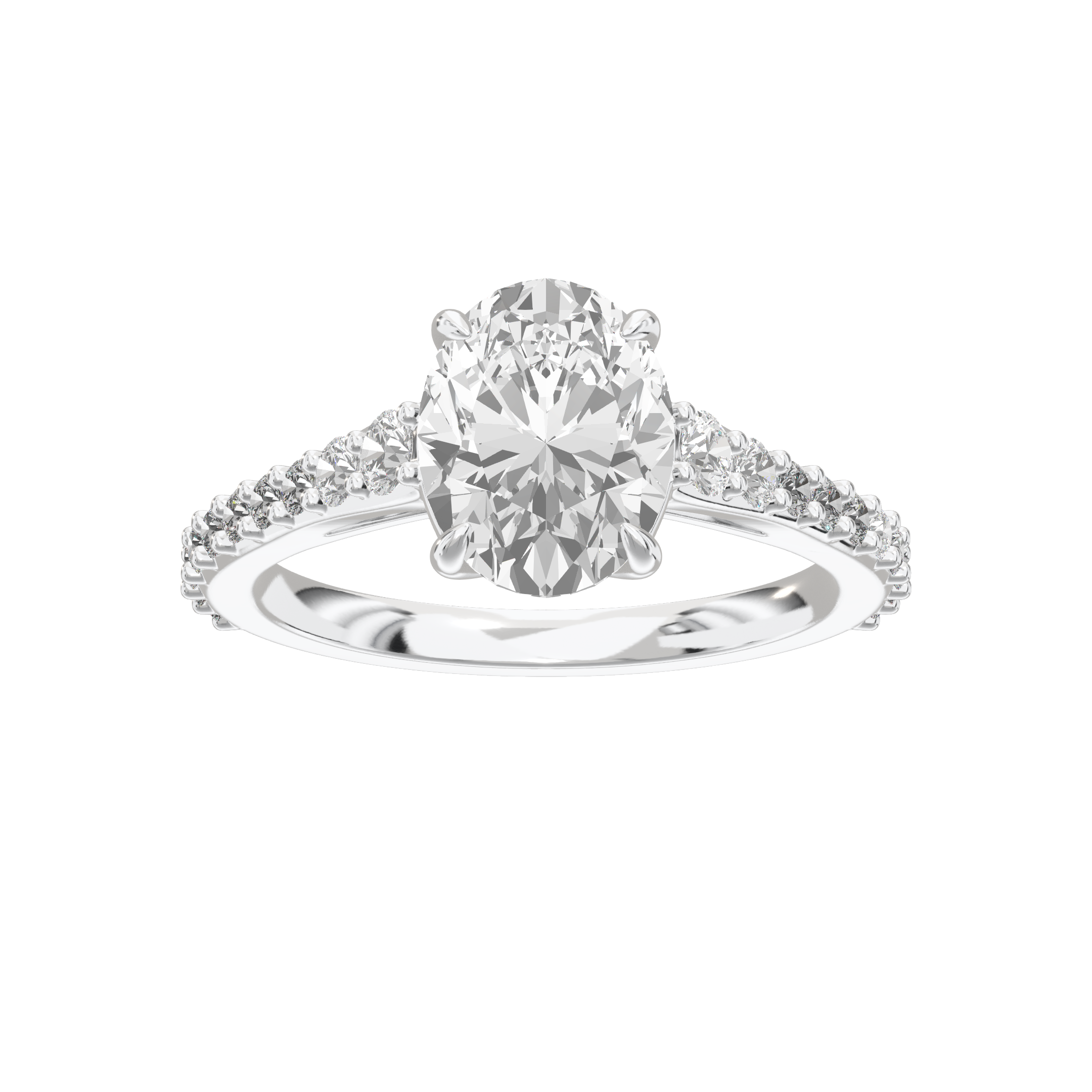 Eve Oval Graduated Side-Stone Engagement Ring