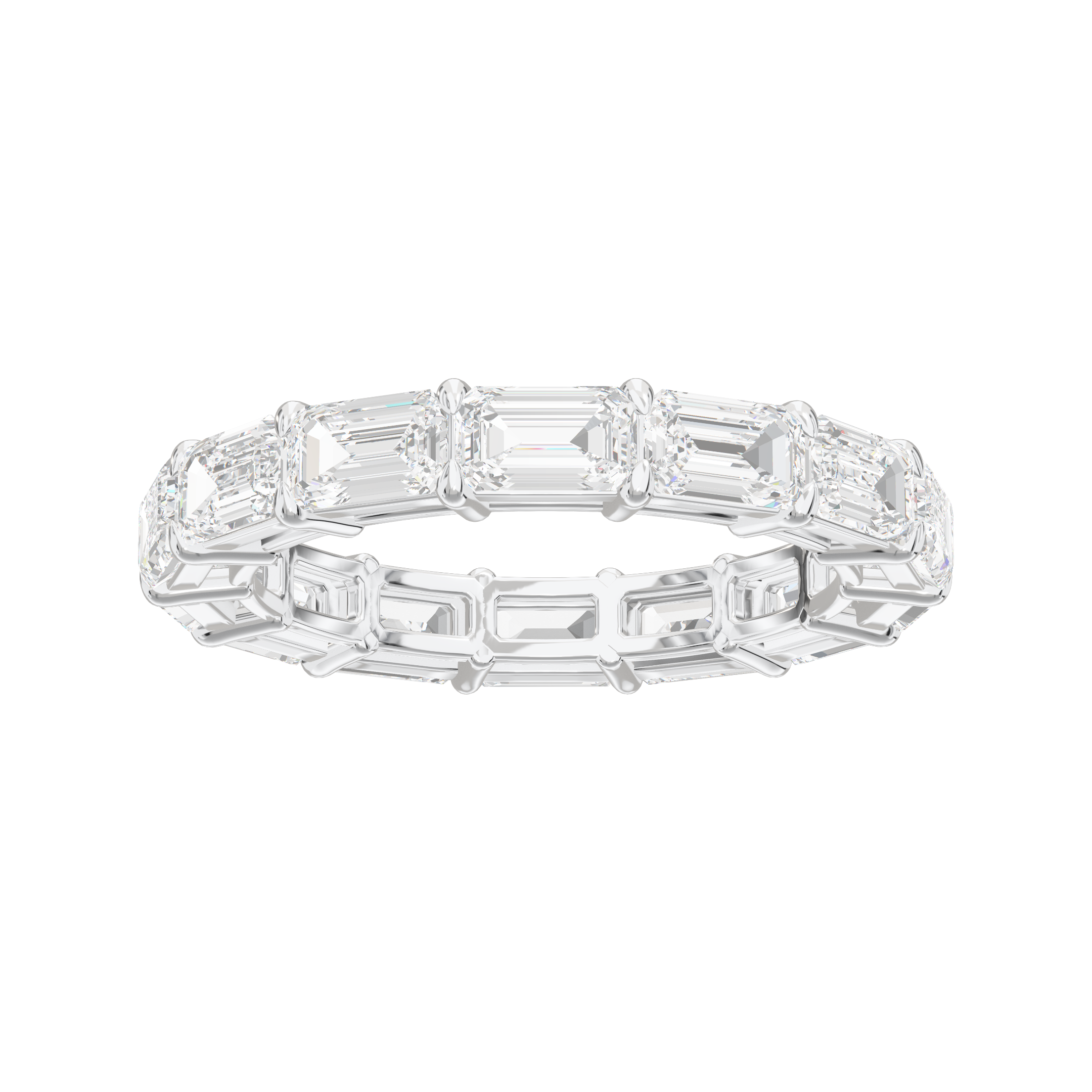 Eve Emerald East-West Basket Eternity Band