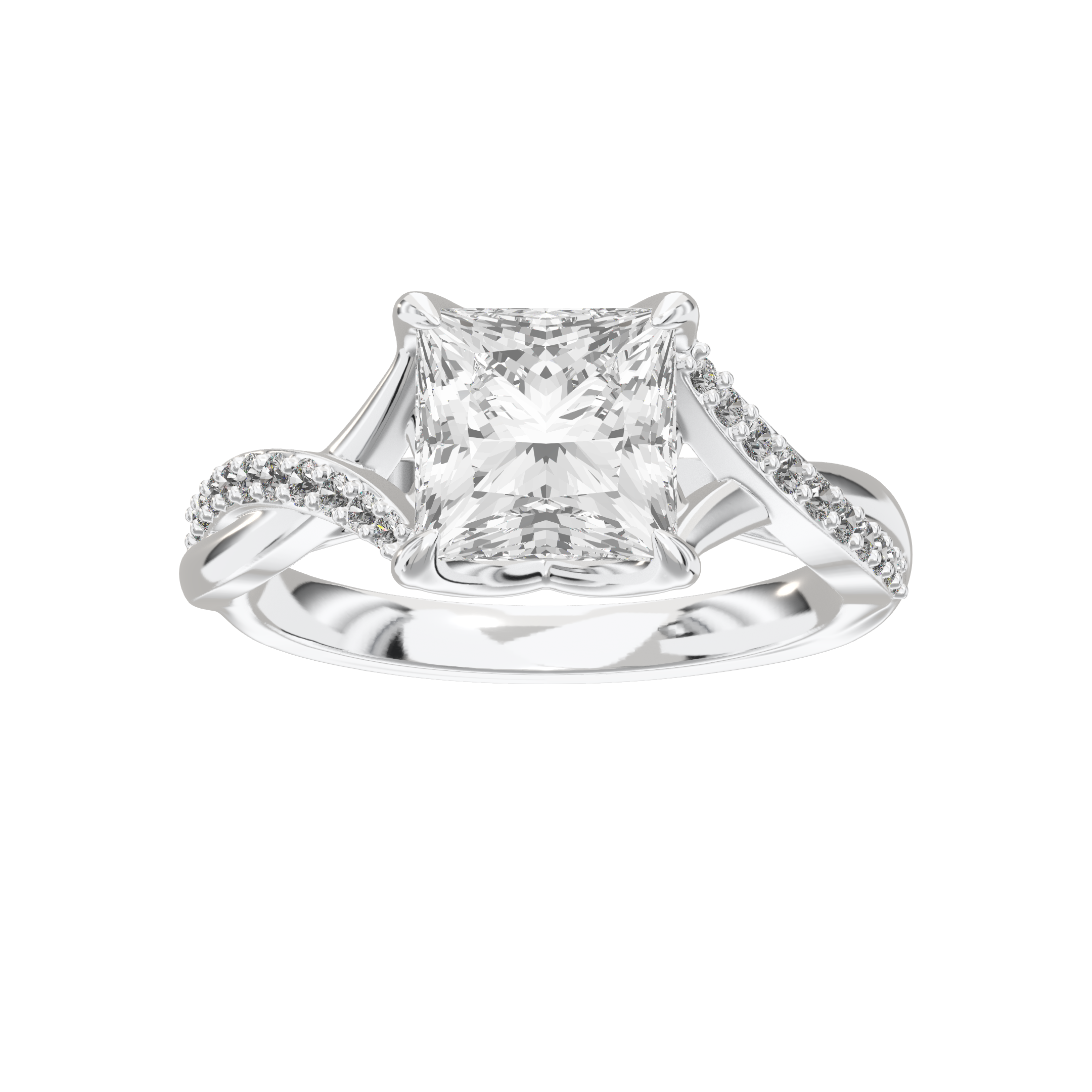 Eve Princess Twisted Side-Stone Engagement Ring