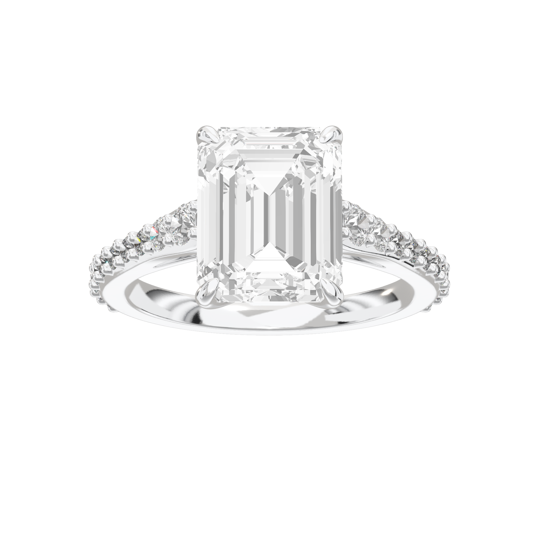 Eve Emerald Graduated Side-Stone Engagement Ring