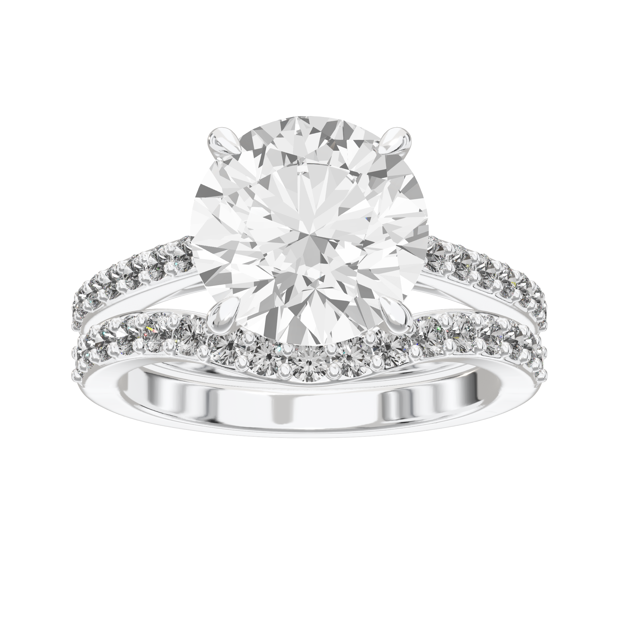 Eve Round Sleek Stylish Side-Stone Bridal Set