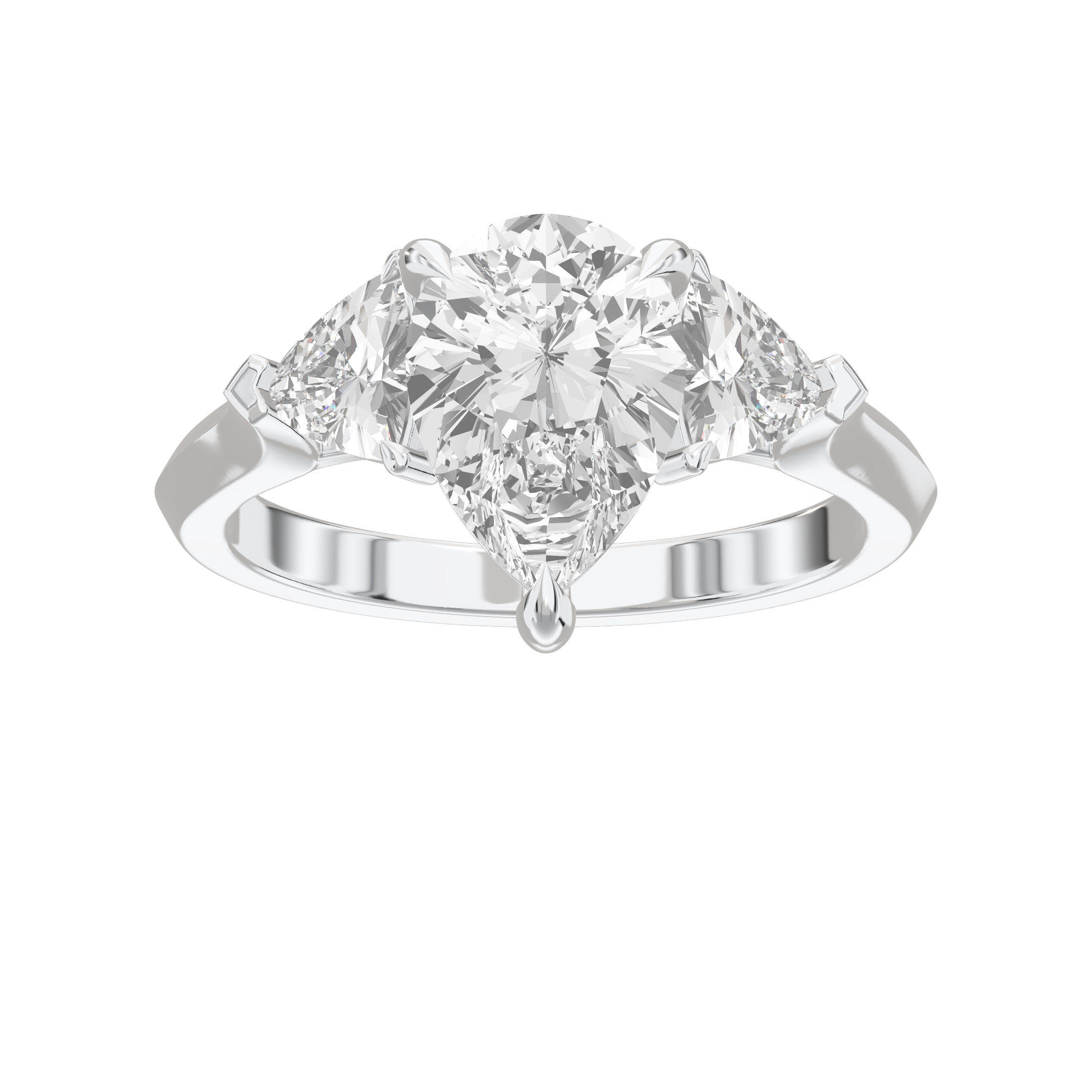Eve Pear Claw Prong Three-Stone Ring