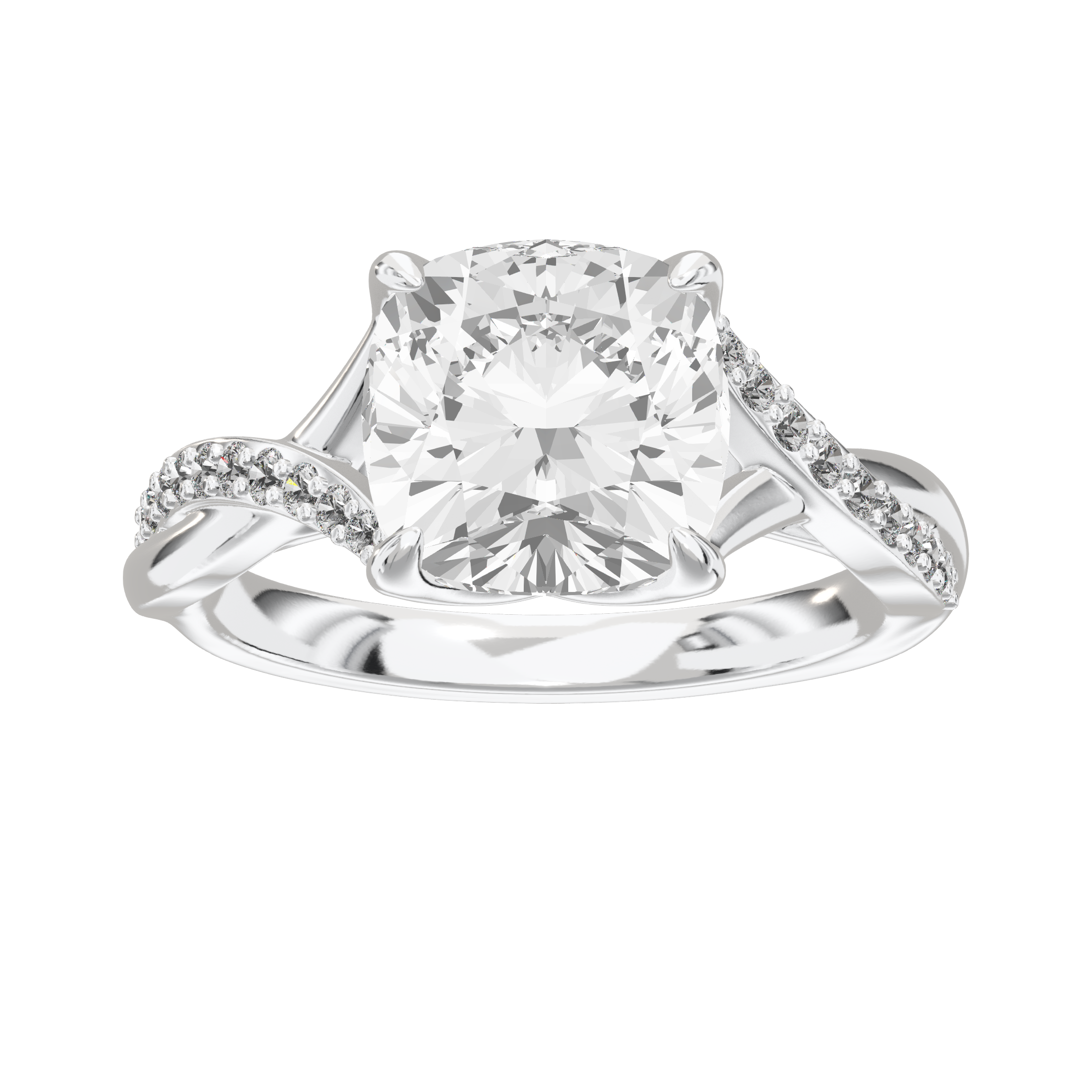 Eve Cushion Twisted Side-Stone Engagement Ring
