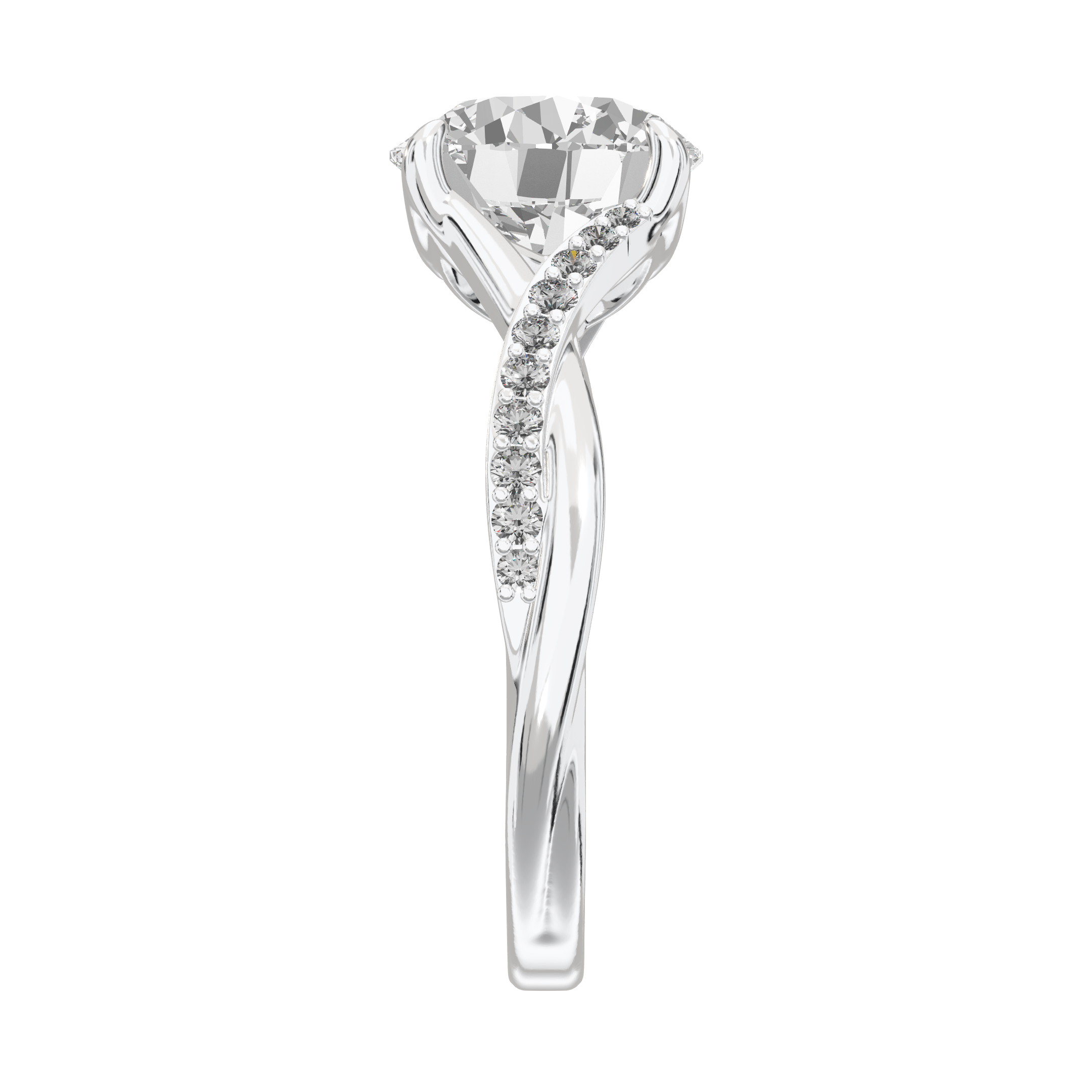 Eve Round Twisted Side-Stone Engagement Ring