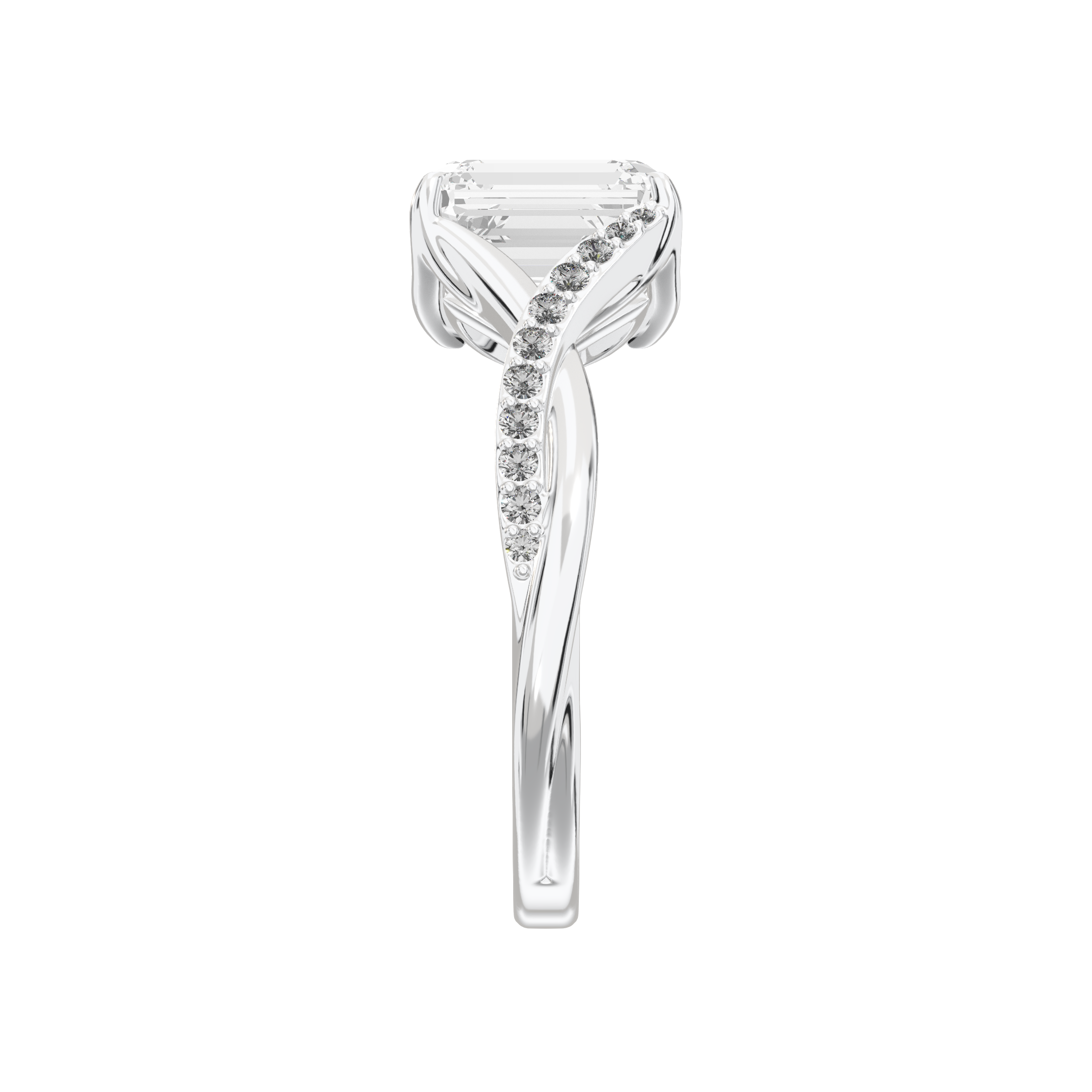 Eve Emerald Twisted Side-Stone Engagement Ring