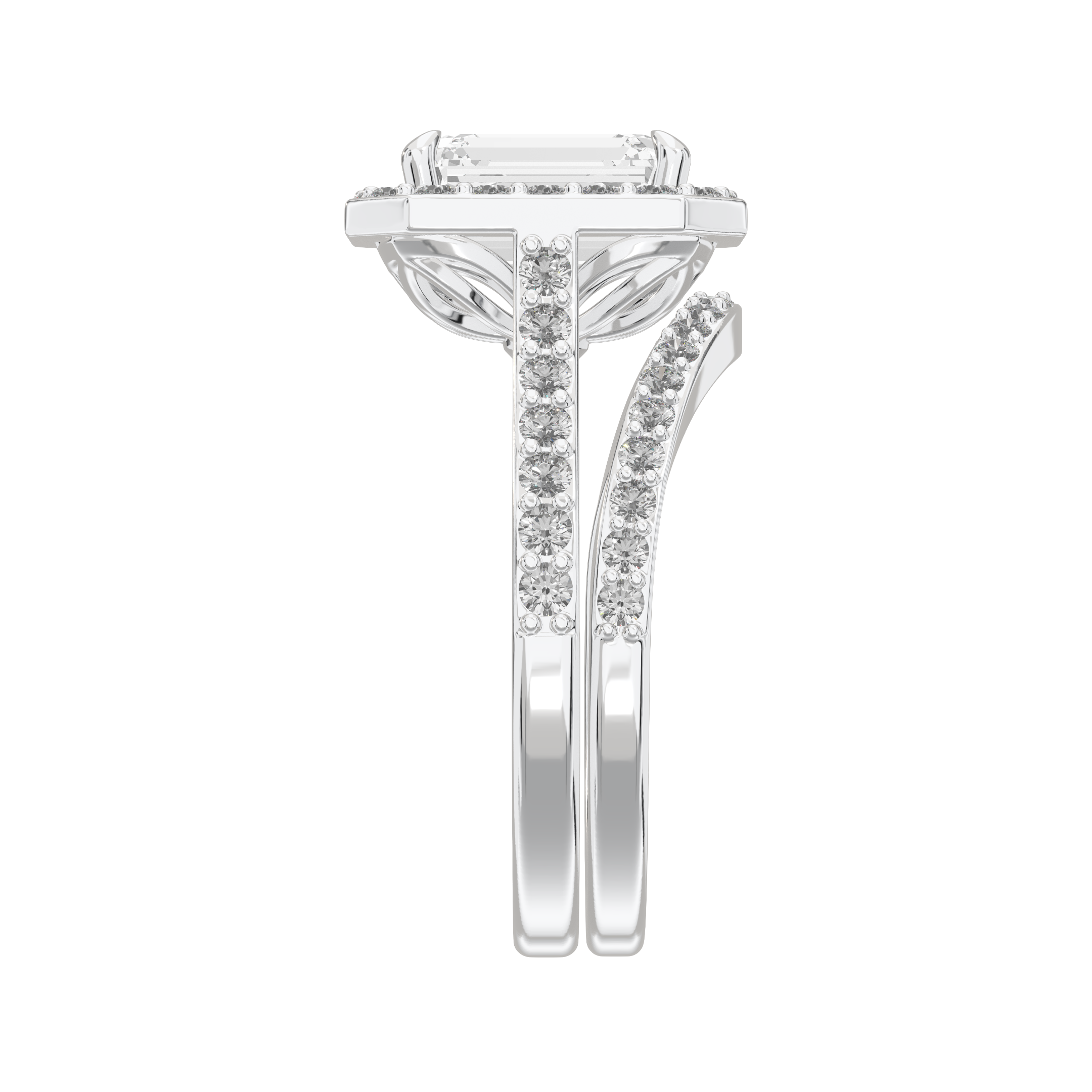 Iris Emerald Accented Halo Bridal Set
