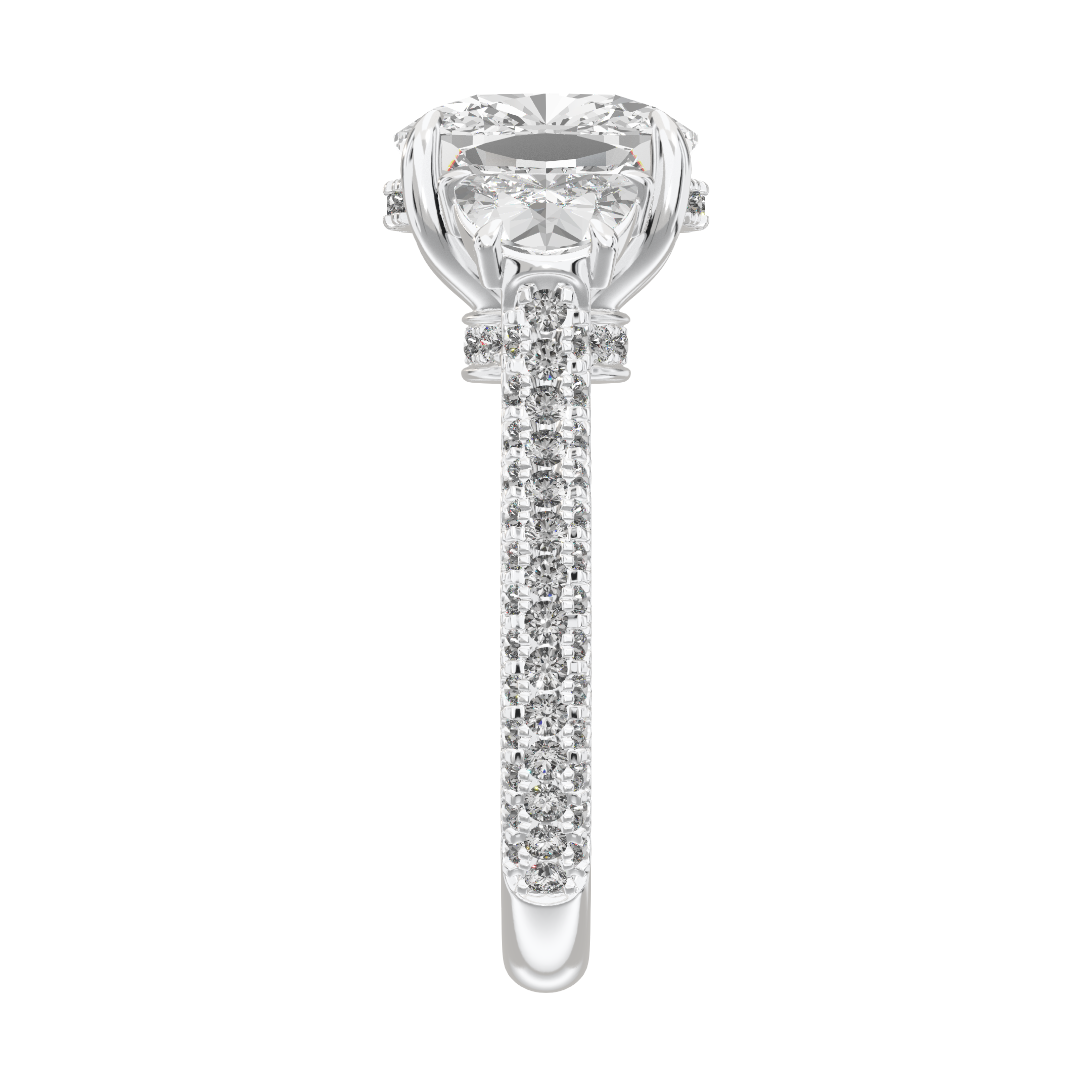 Lume Cushion Three-Stone Ring