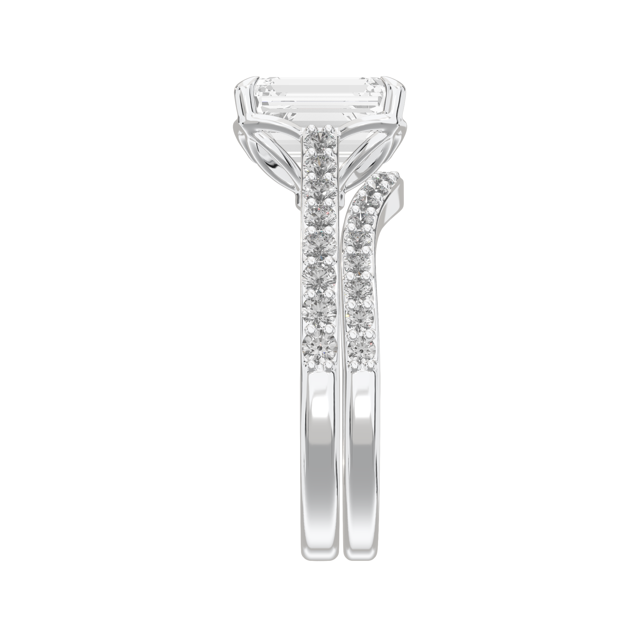 Eve Emerald Side-Stone Bridal Set