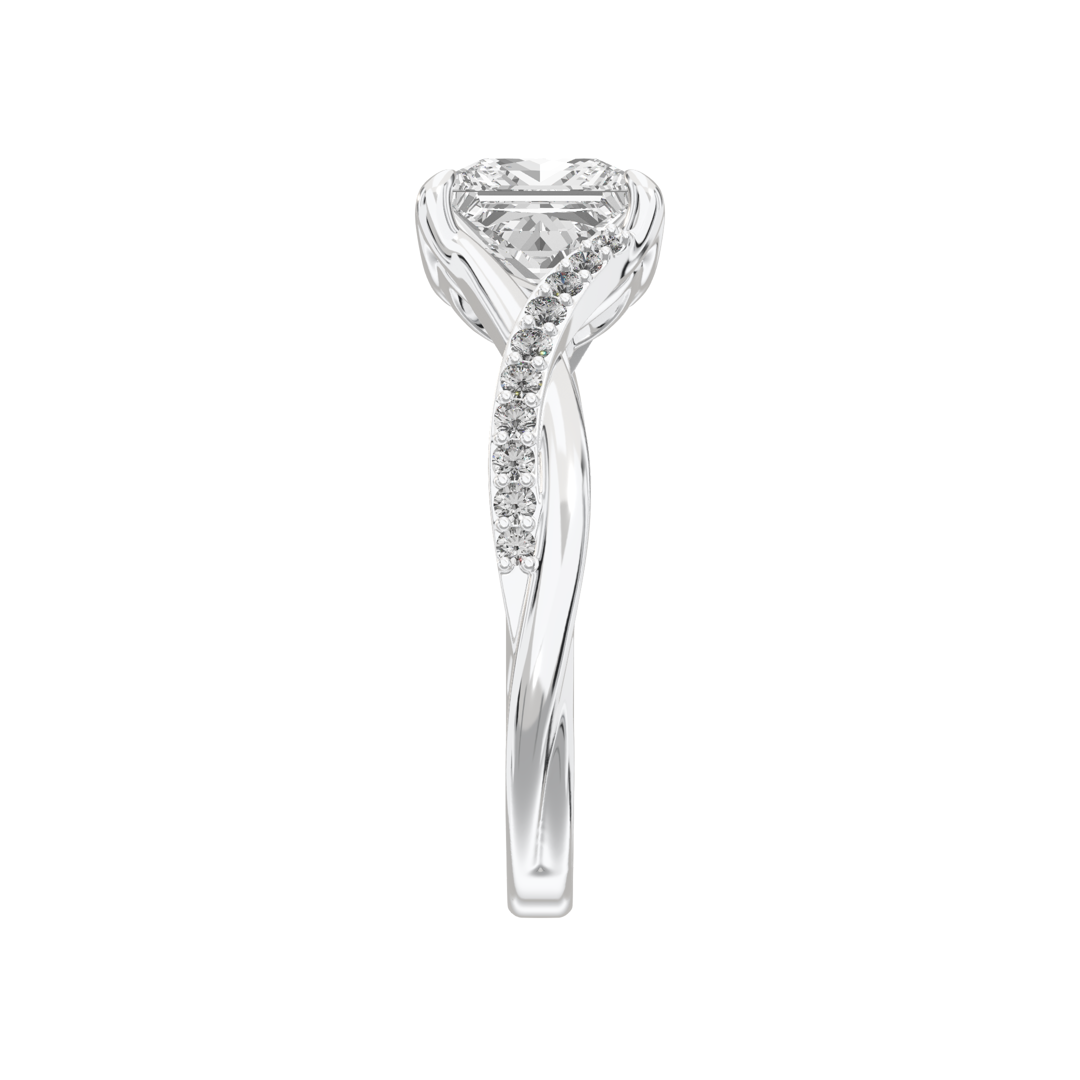 Eve Princess Twisted Side-Stone Engagement Ring