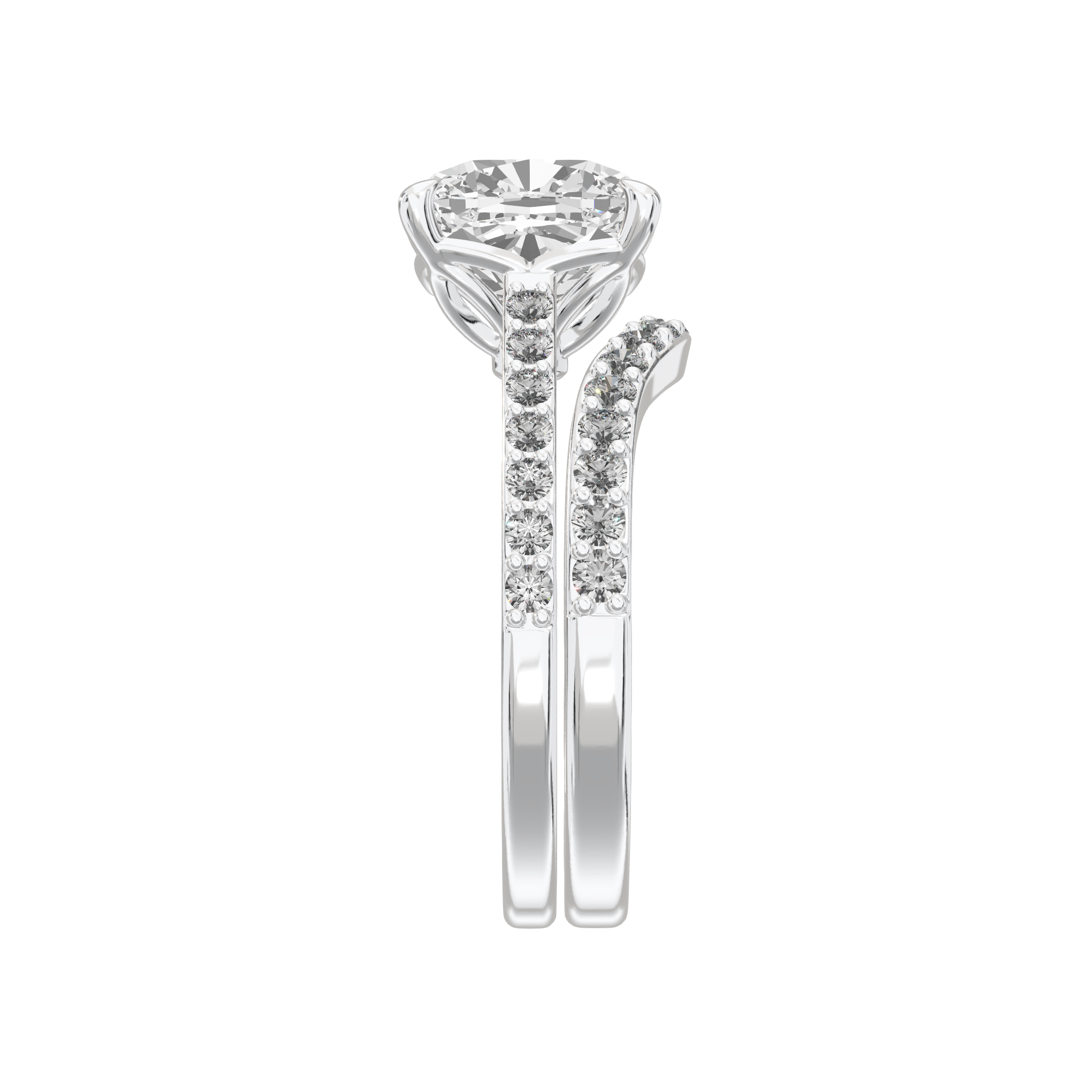 Eve Cushion Sleek Stylish Side-Stone Bridal Set