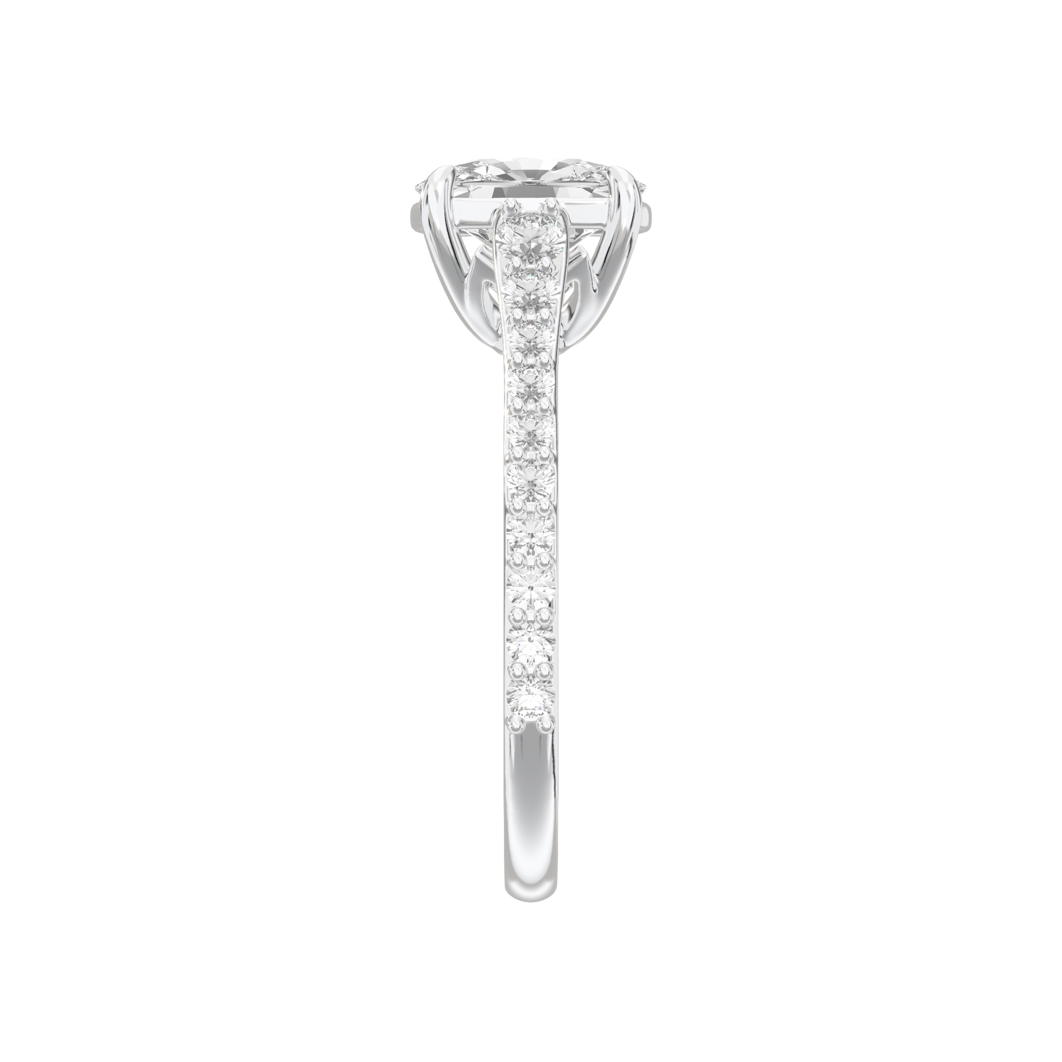 Eve Elongated Cushion Graduated Side-Stone Engagement Ring
