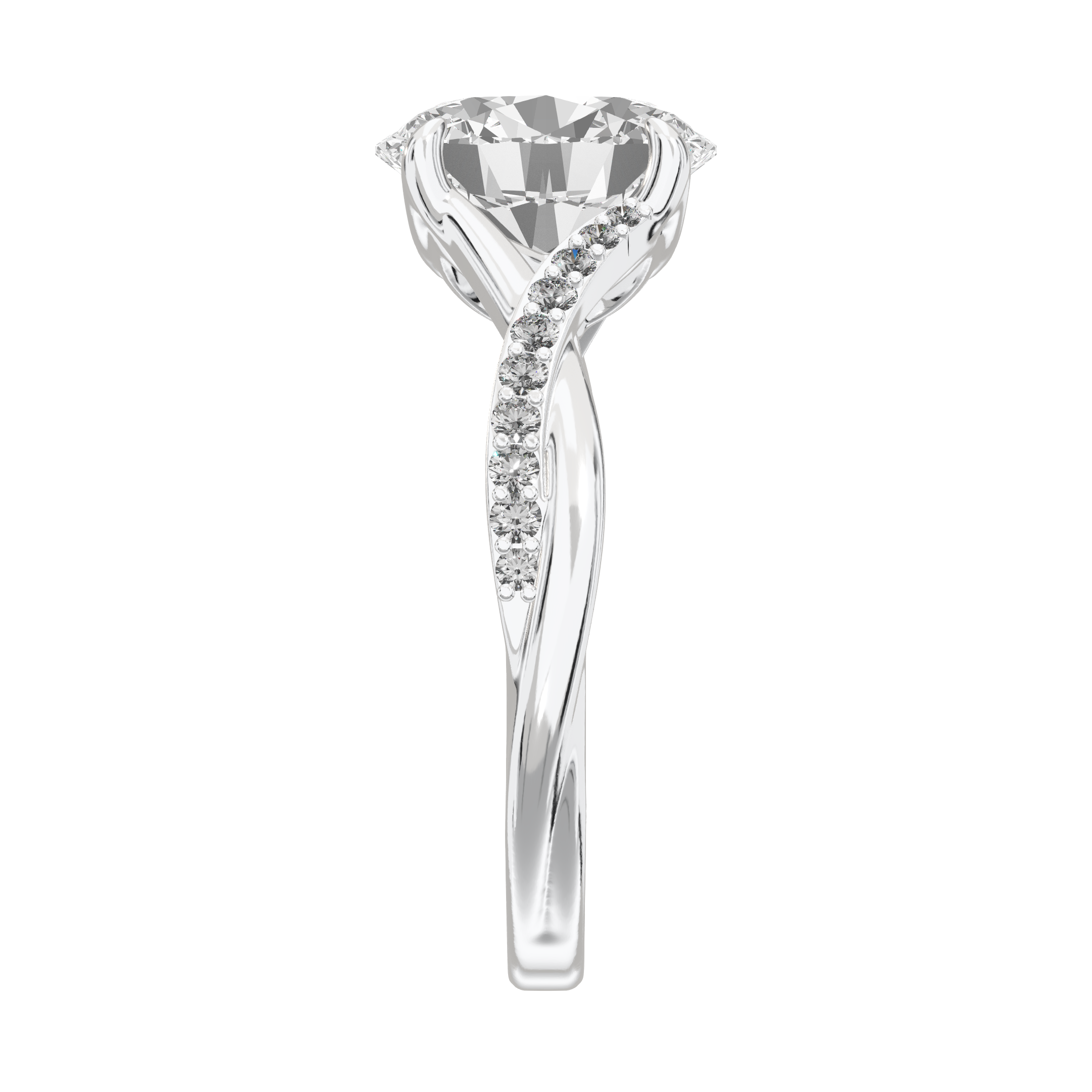 Eve Oval Twisted Side-Stone Engagement Ring
