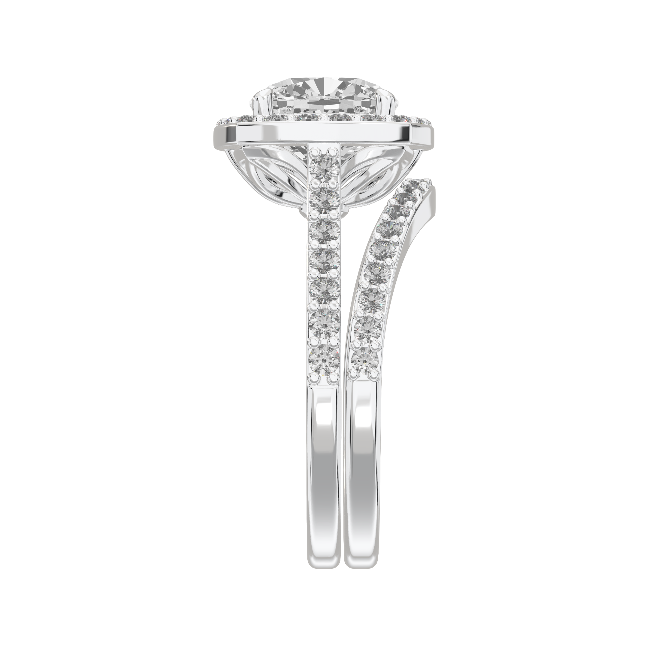 Iris Cushion Accented Halo Bridal Set