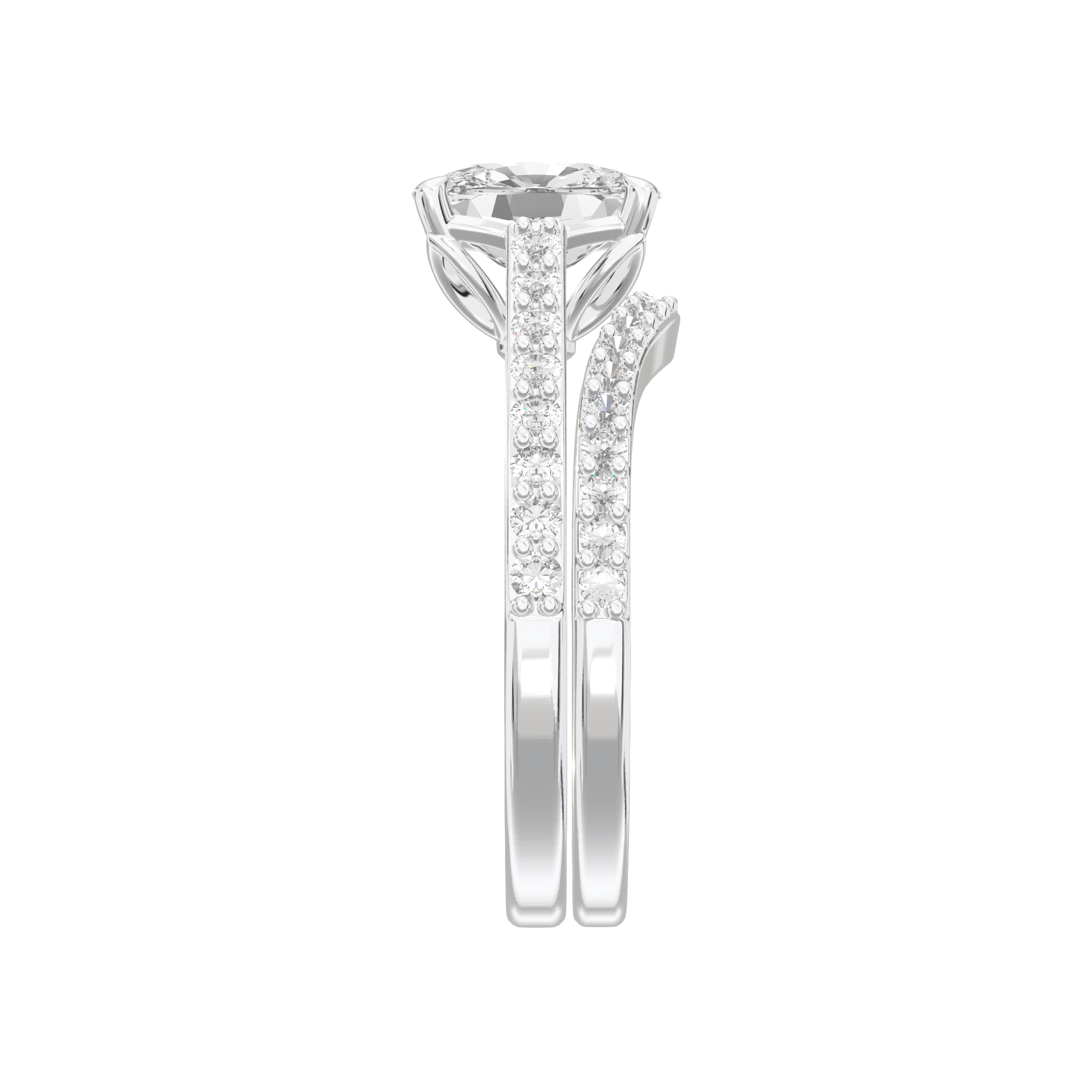 Eve Elongated Cushion Sleek Stylish Side-Stone Bridal Set