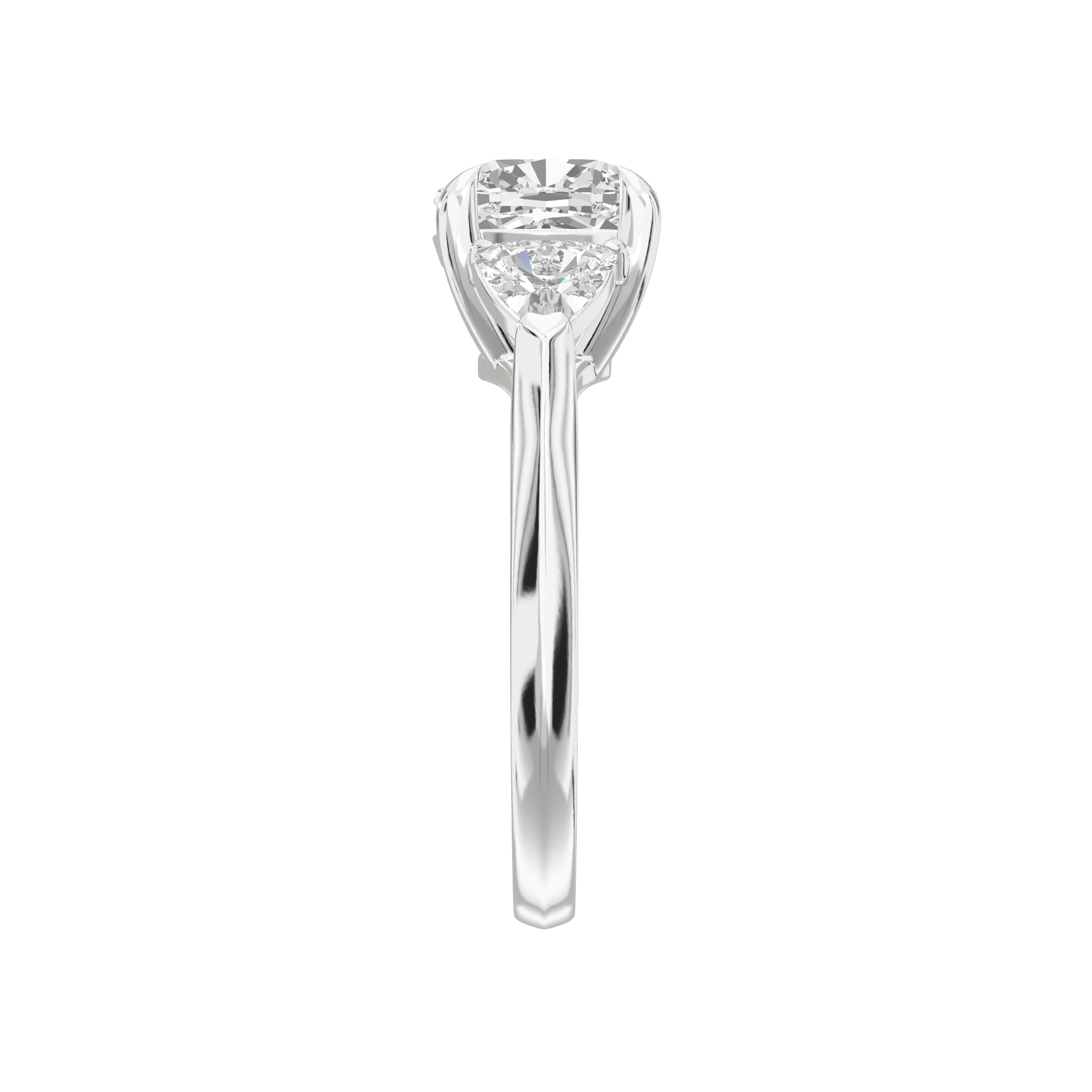 Eve Cushion Claw Prong Three-Stone Ring