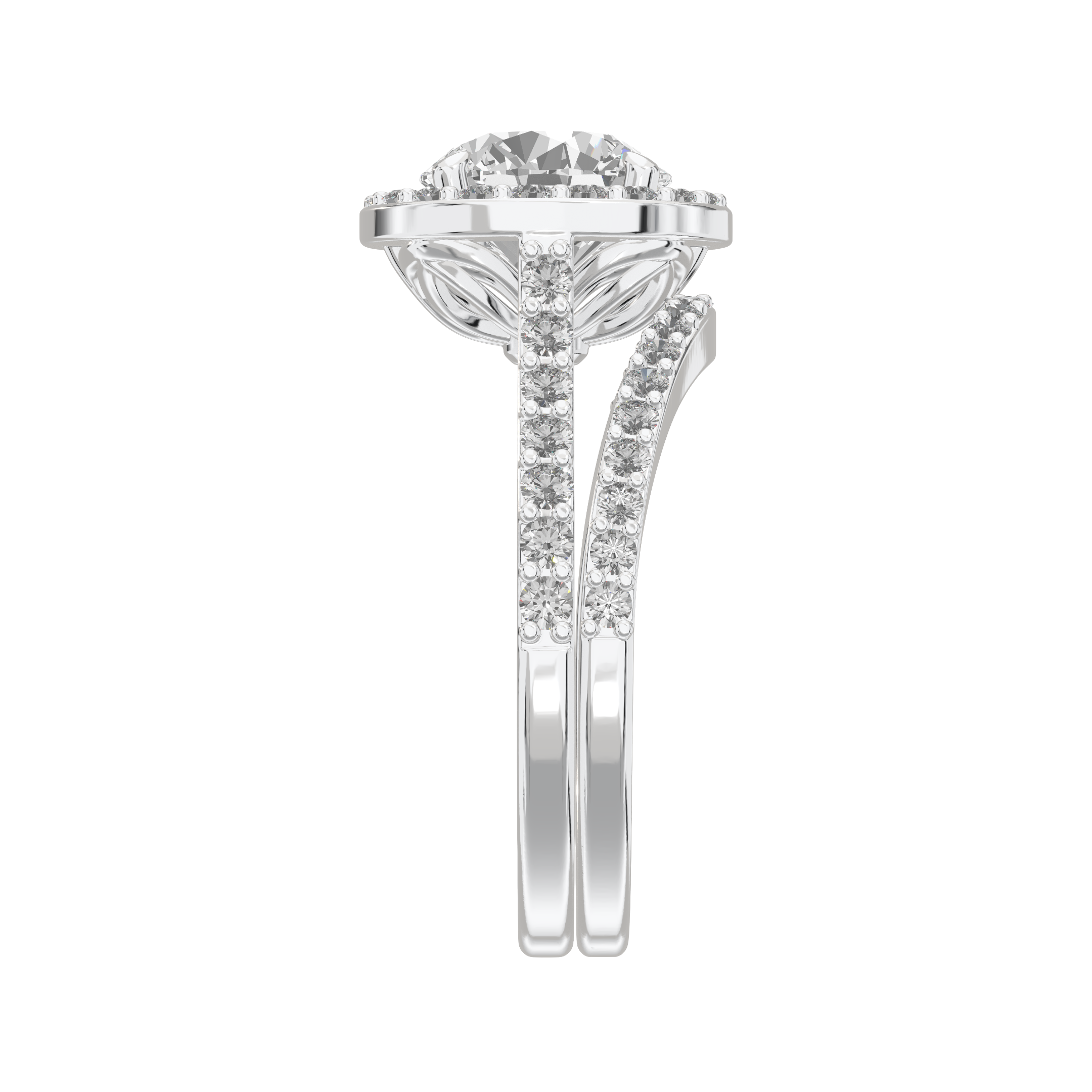 Iris Round Accented Halo Bridal Set