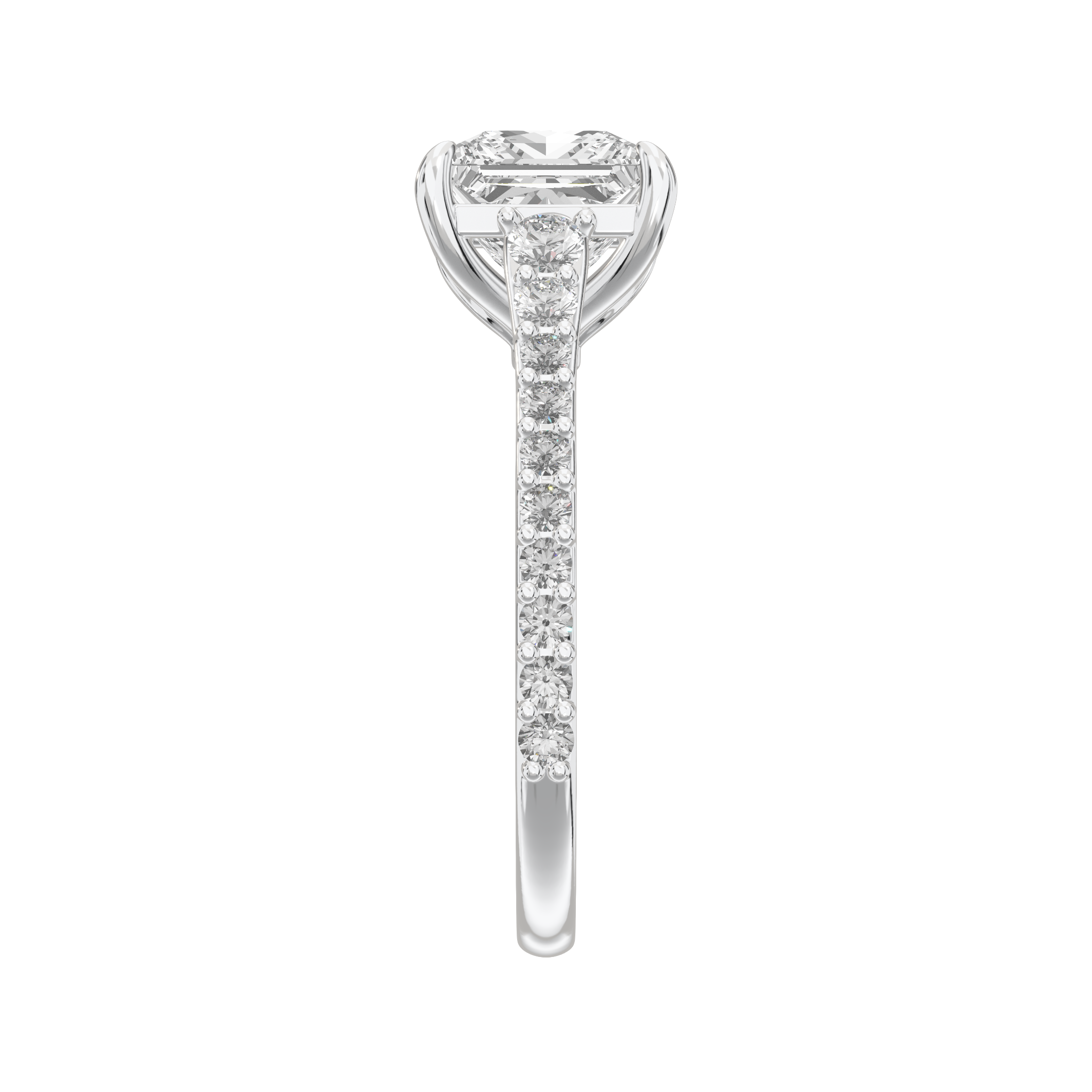 Eve Princess Graduated Side-Stone Engagement Ring