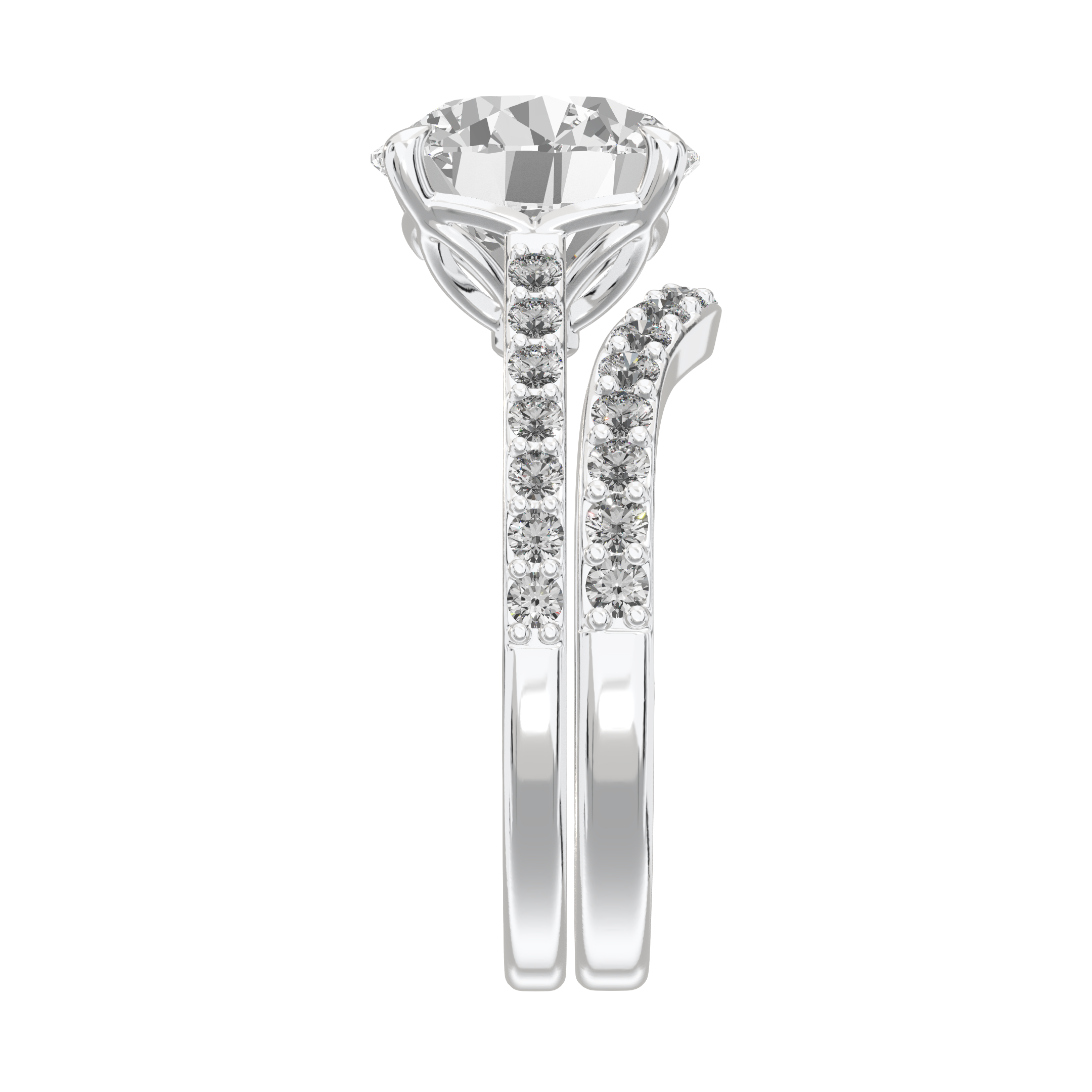 Eve Round Sleek Stylish Side-Stone Bridal Set