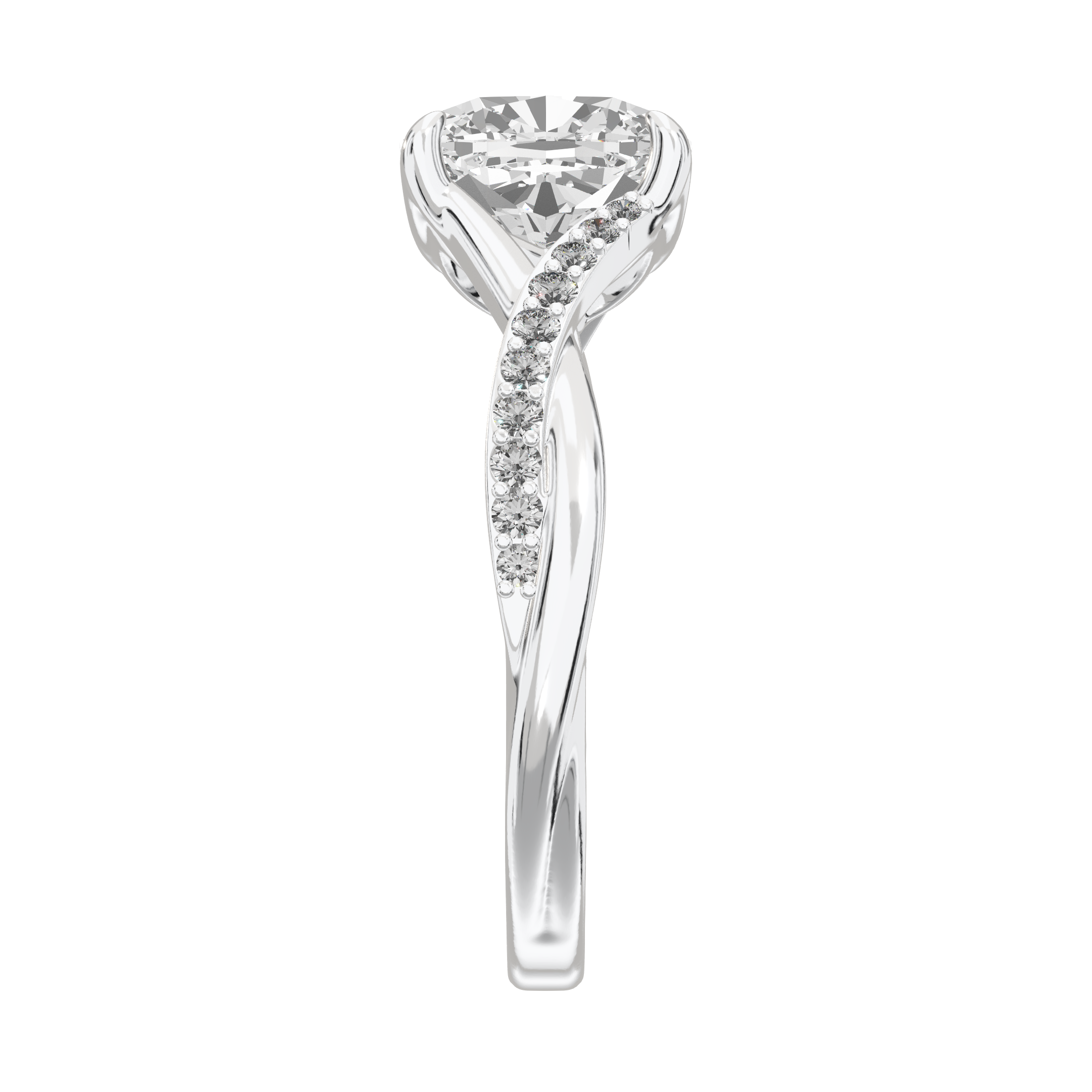 Eve Cushion Twisted Side-Stone Engagement Ring