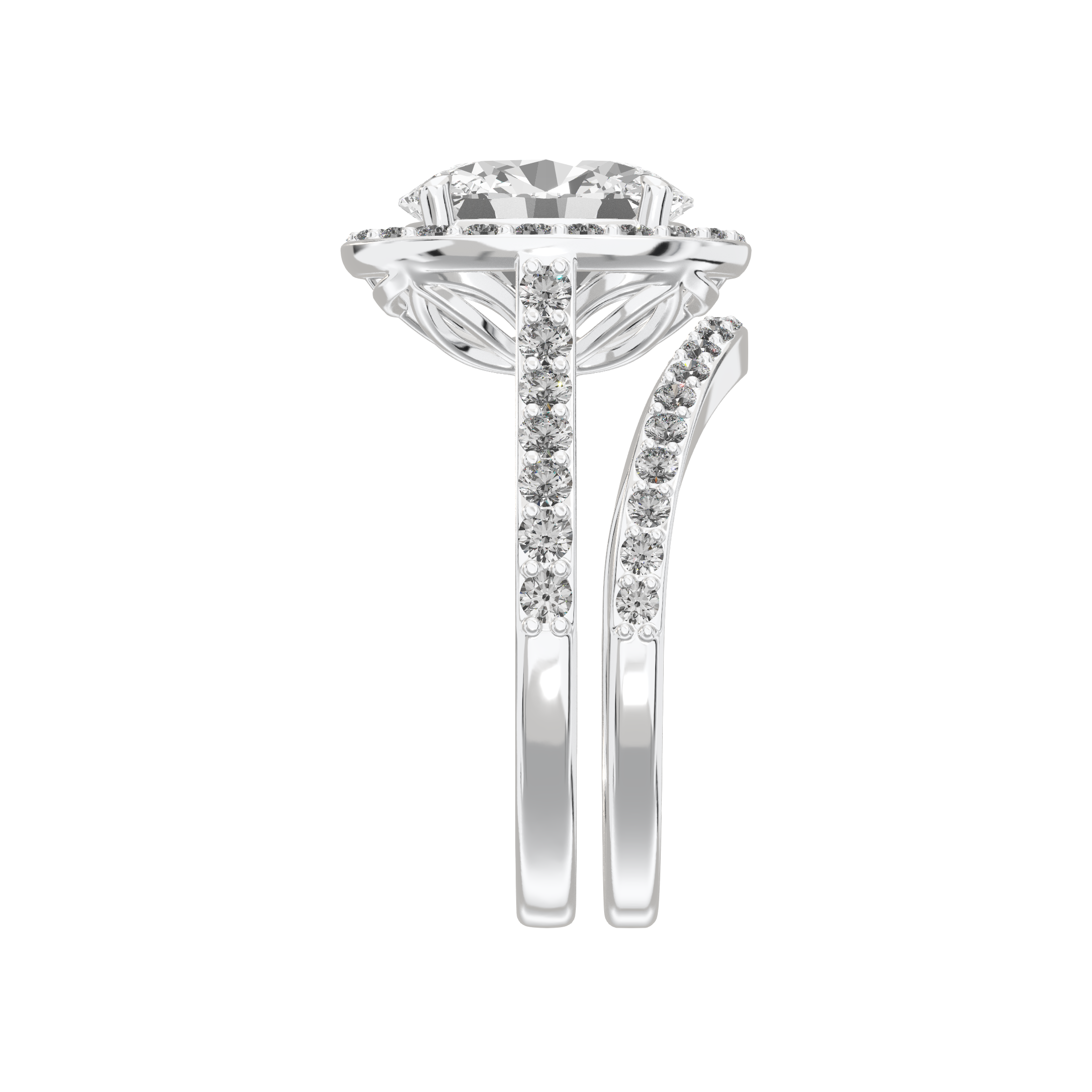 Iris Oval Accented Halo Bridal Set