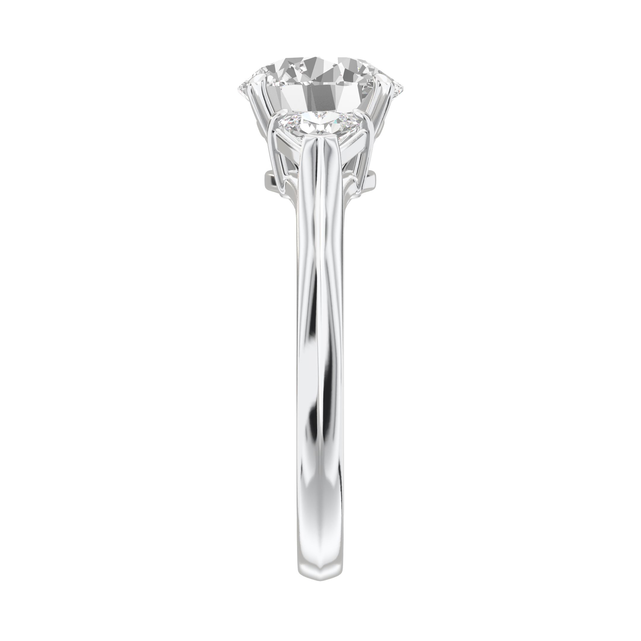 Eve Round Brilliant Claw Prong Three-Stone Ring