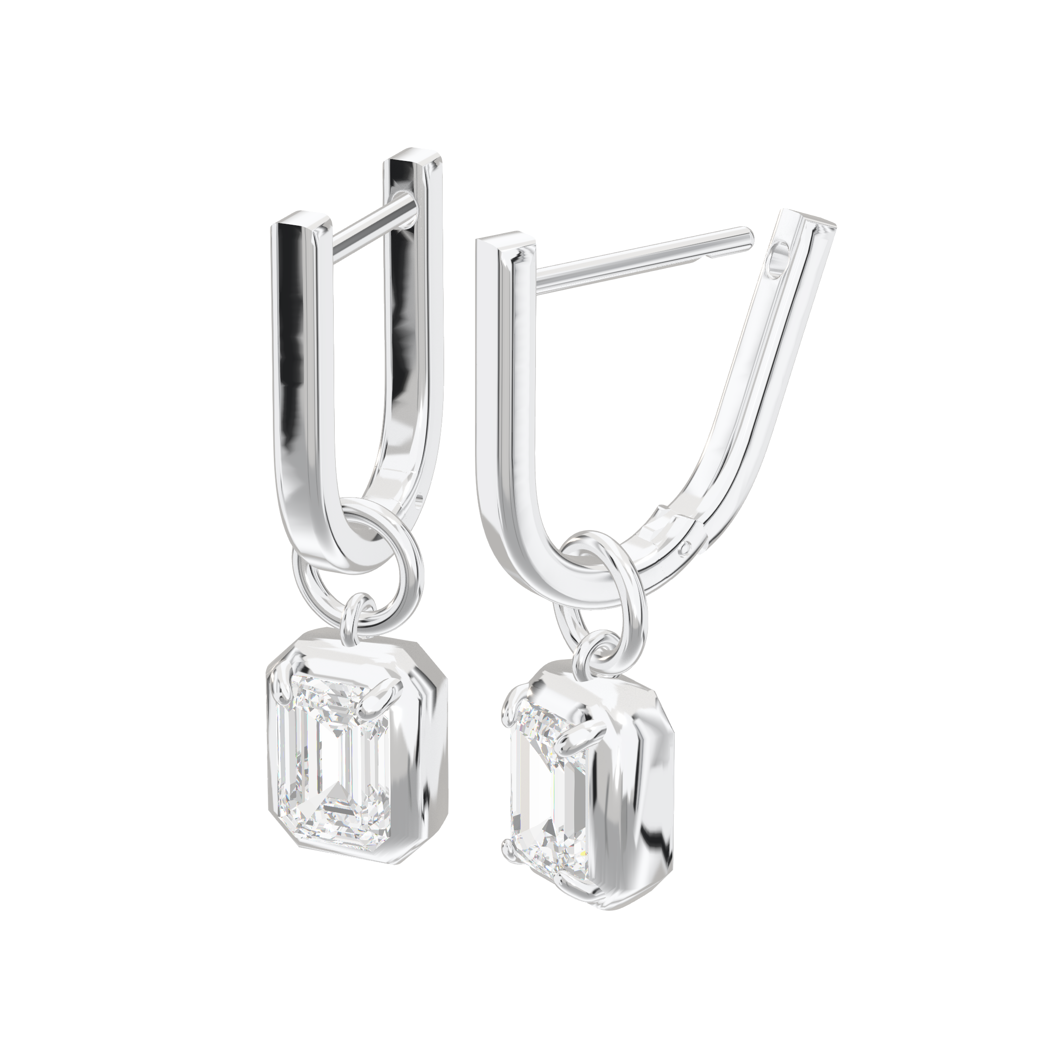 Aria Drop and Emerald Cut Hoop Earrings