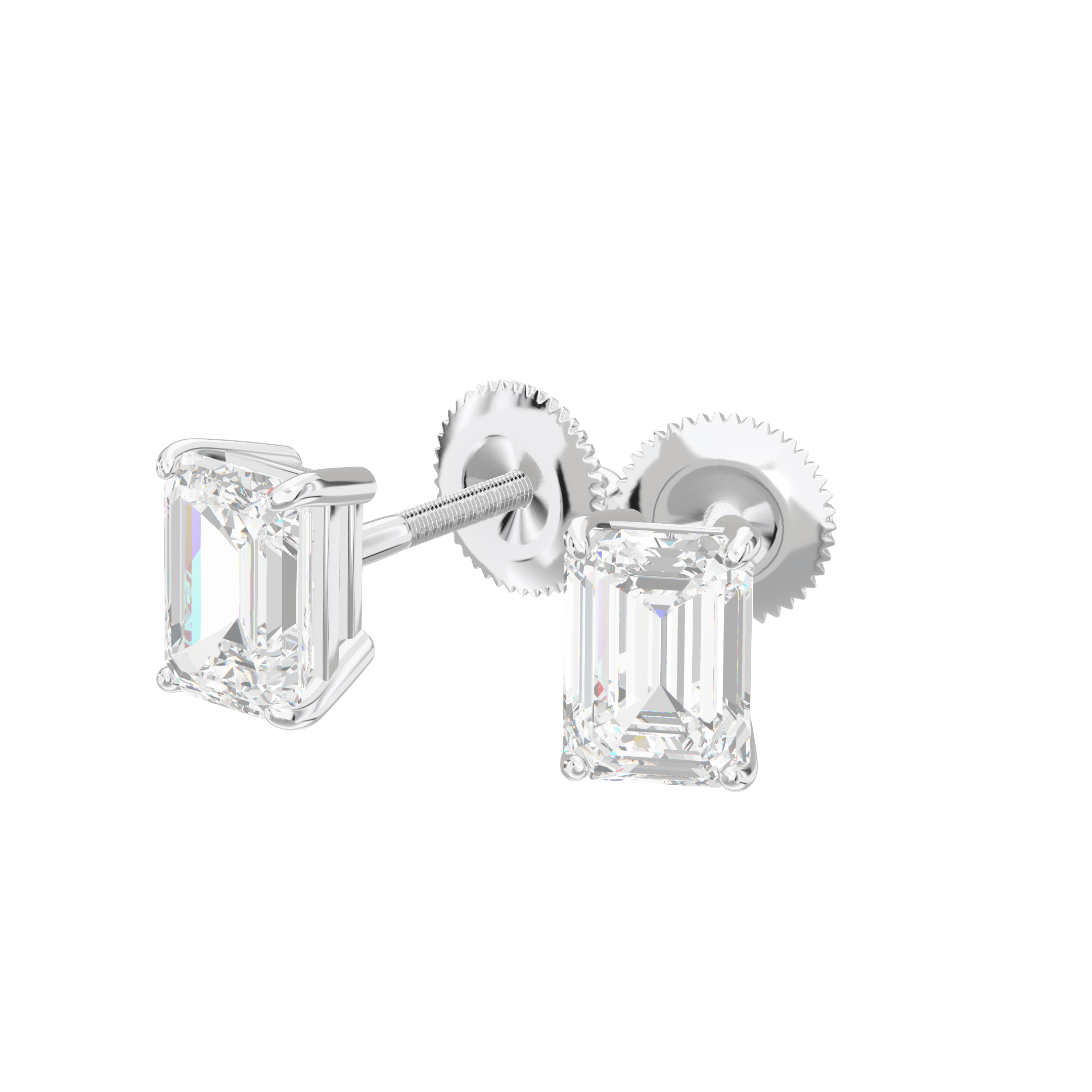 Eve Emerald Radiant Four-Prong Basket Stud 1 ct