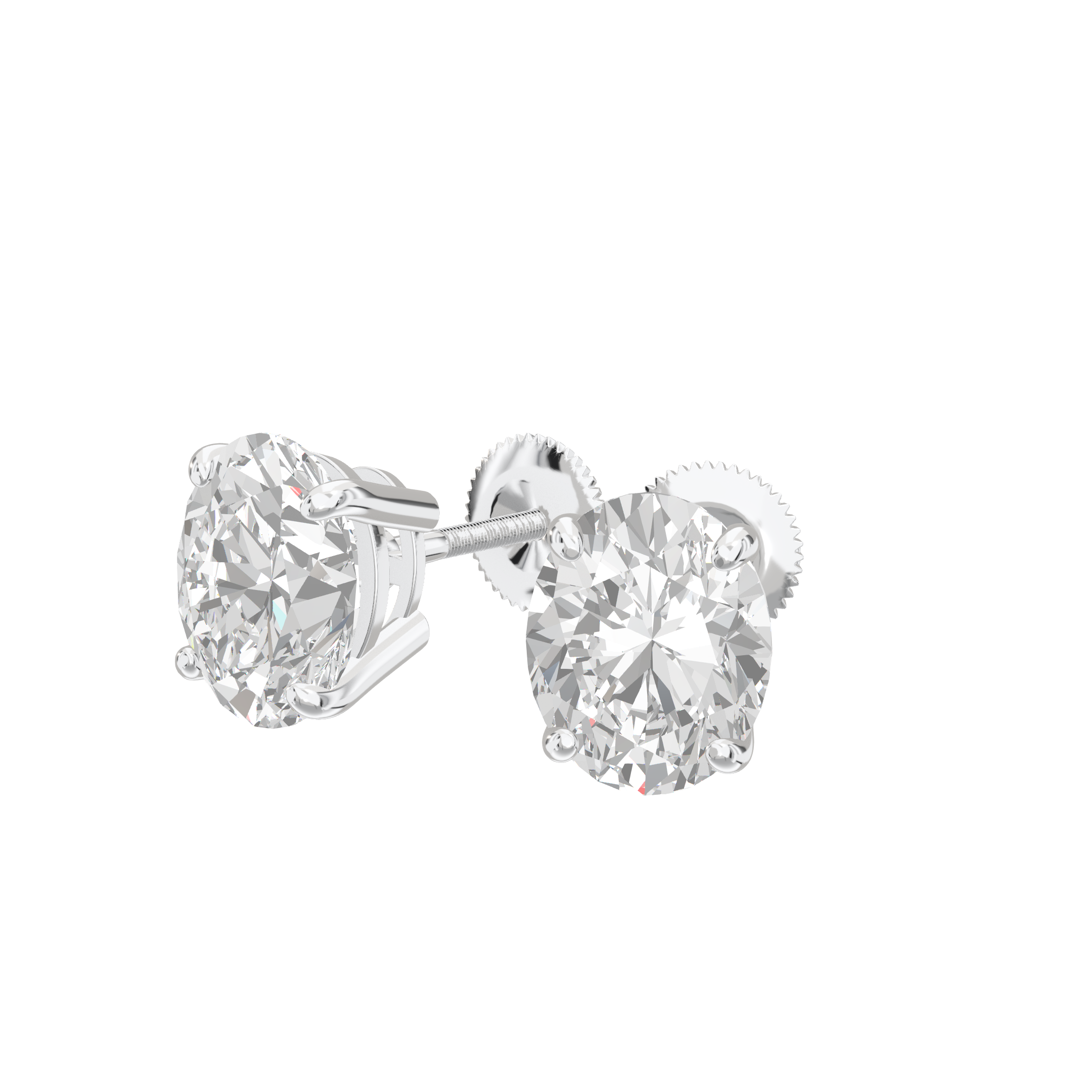 Eve Oval Radiant Four-Prong Basket Stud 3 ct