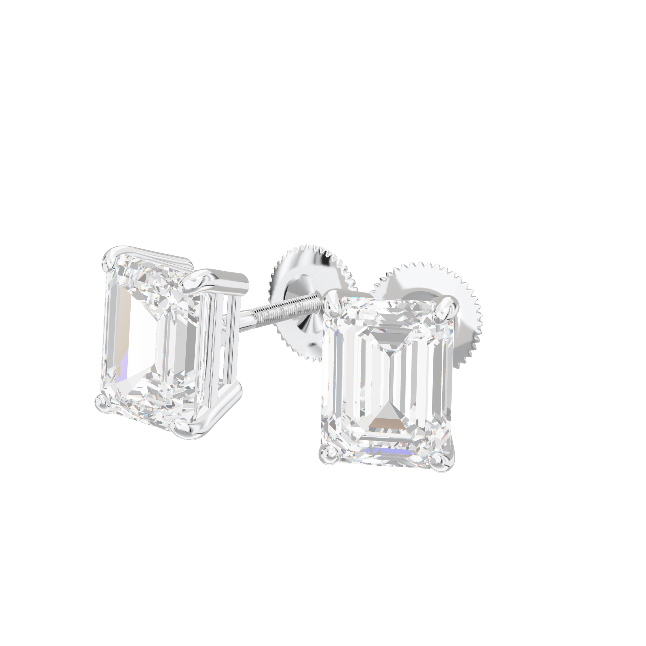 Eve Emerald Radiant Four-Prong Basket Stud 2 ct