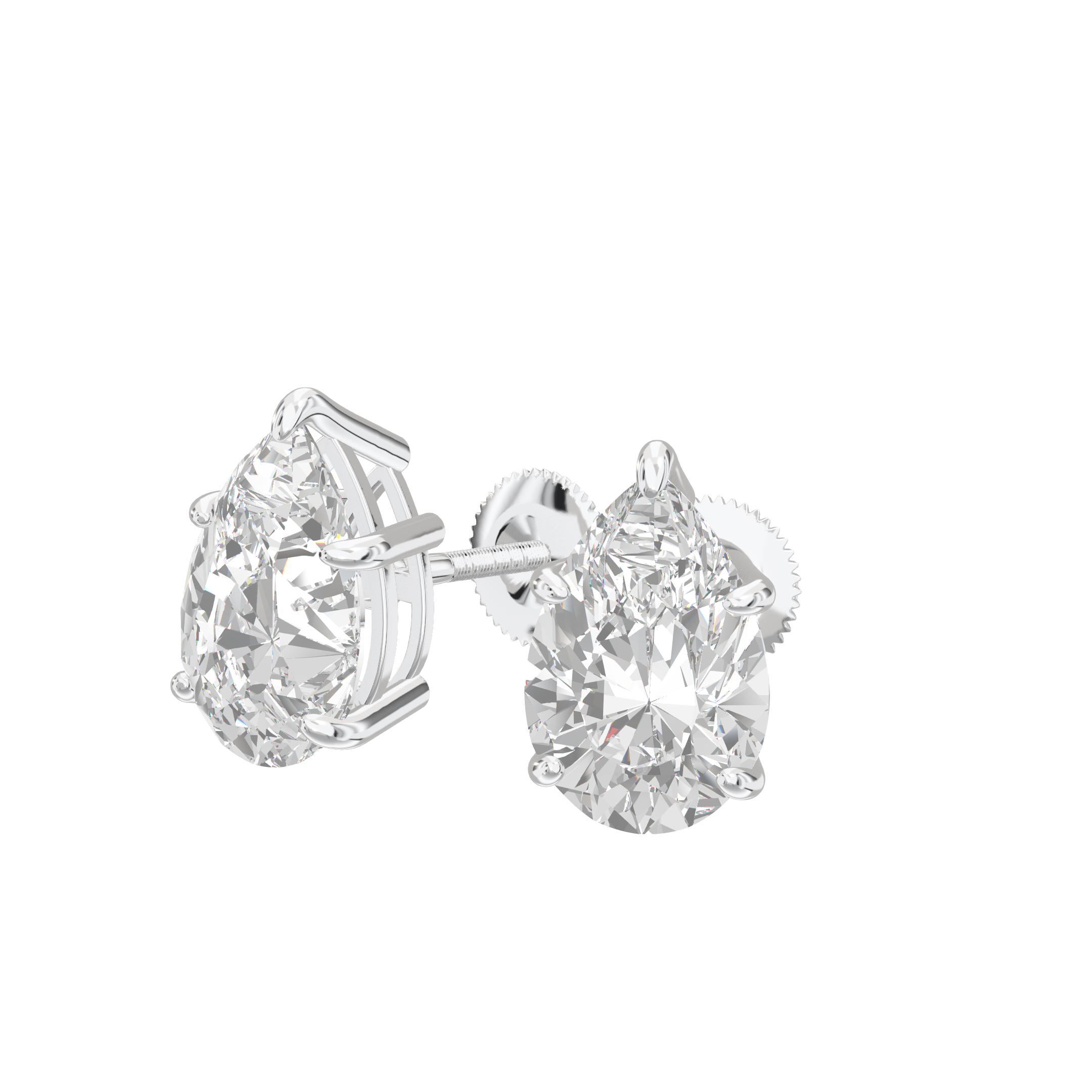 Eve Pear Radiant Three-Prong Martini Stud 3 ct