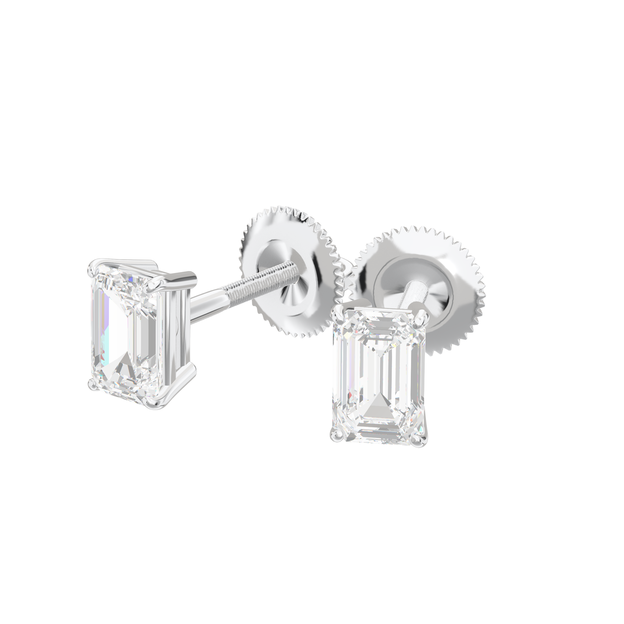 Eve Emerald Radiant Four-Prong Basket Stud 0.5 ct