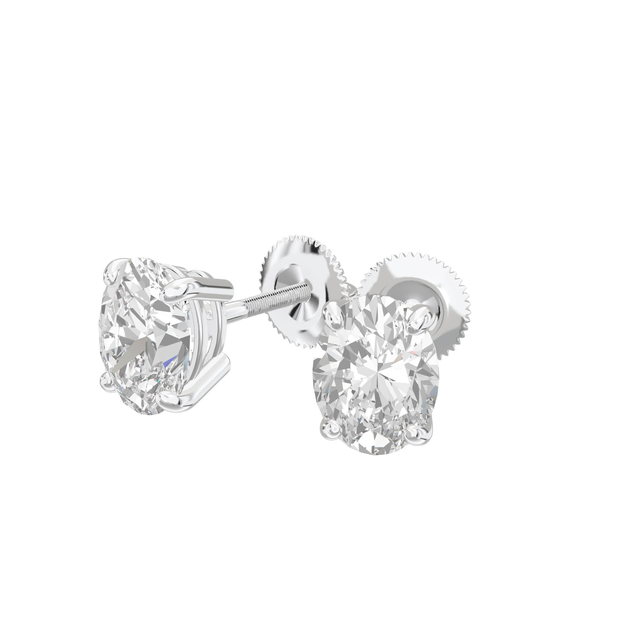 Eve Oval Radiant Four-Prong Basket Stud 2 ct