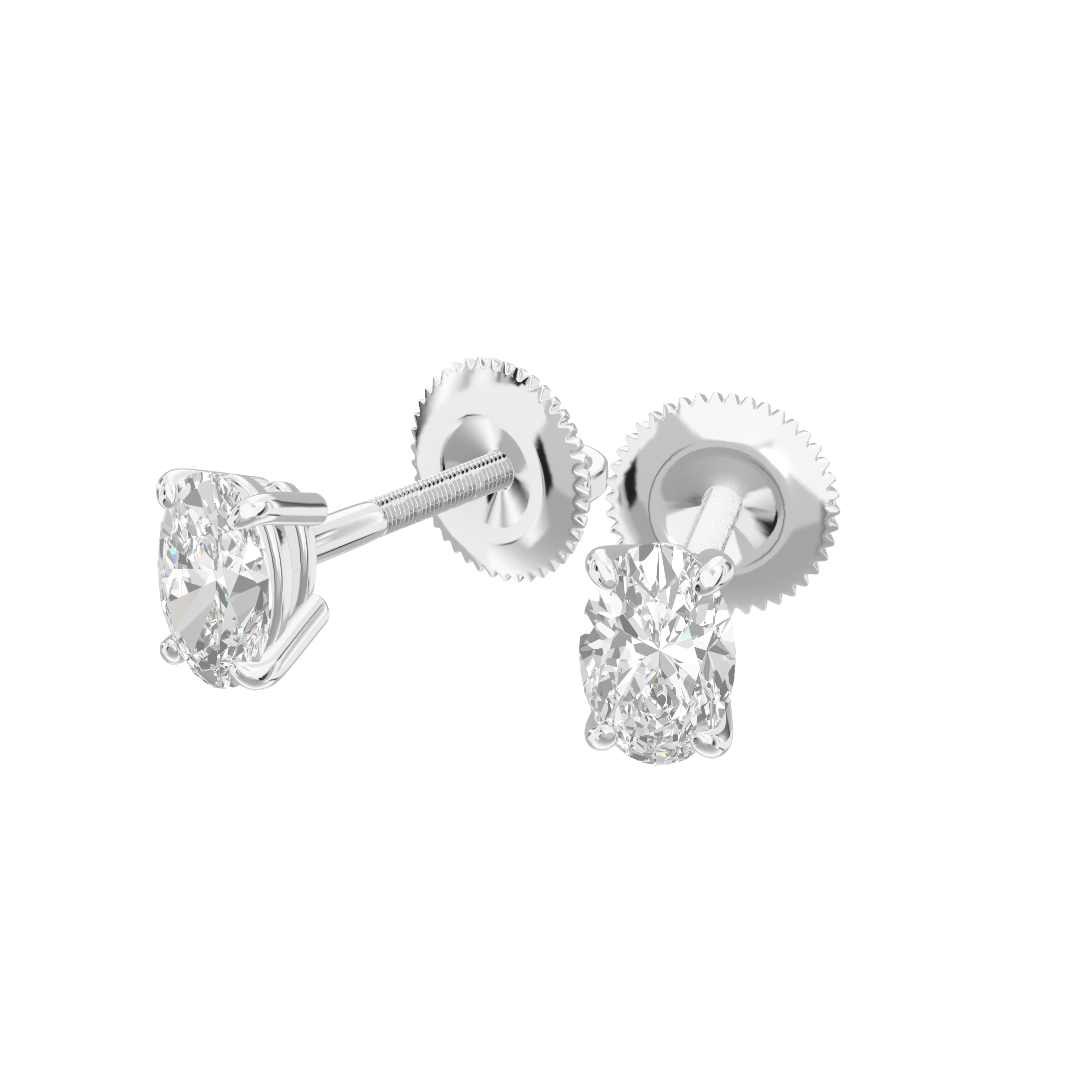 Eve Oval Radiant Four-Prong Basket Stud 0.5 ct