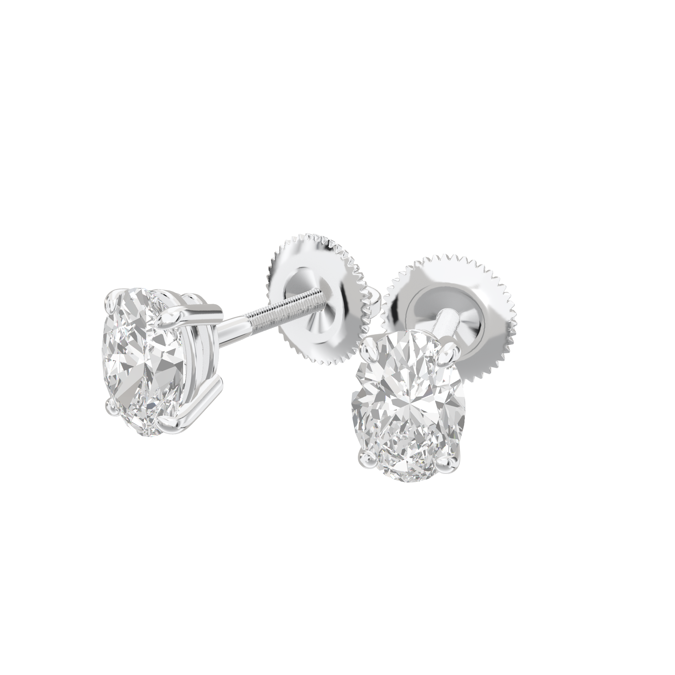 Eve Oval Radiant Four-Prong Basket Stud 1 ct