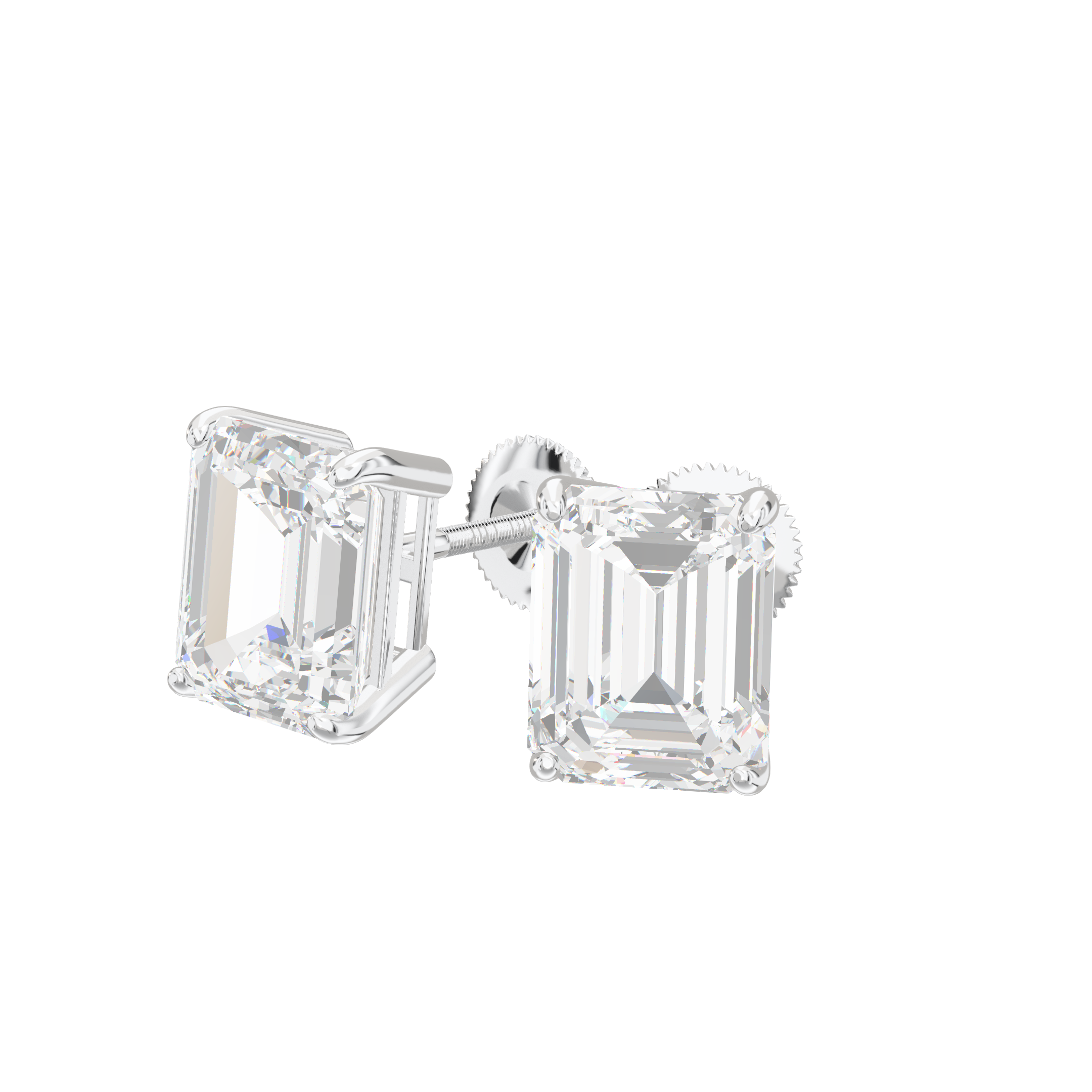 Eve Emerald Radiant Four-Prong Basket Stud 3 ct