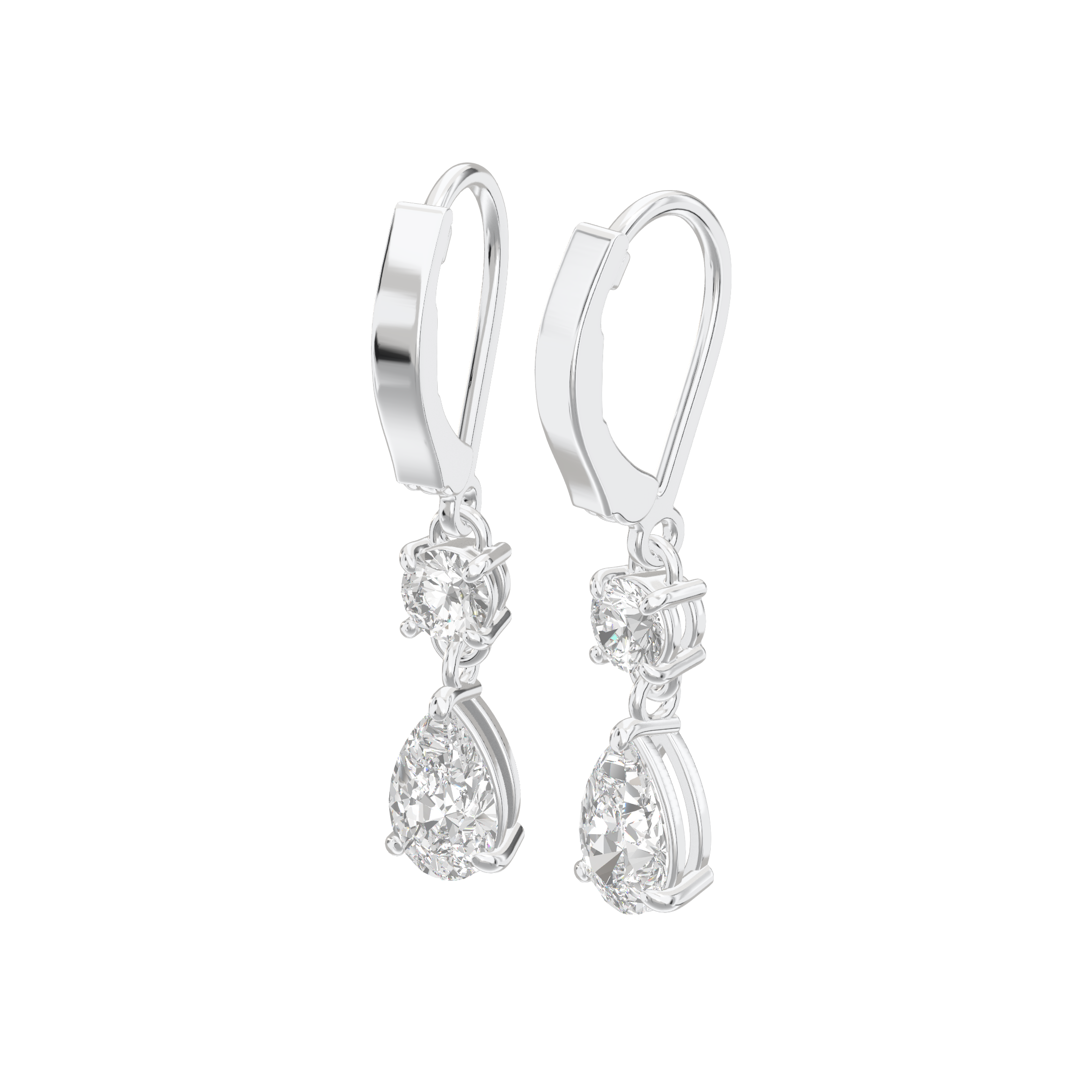 Aria Two Stone Classic Lback Drop Earrings