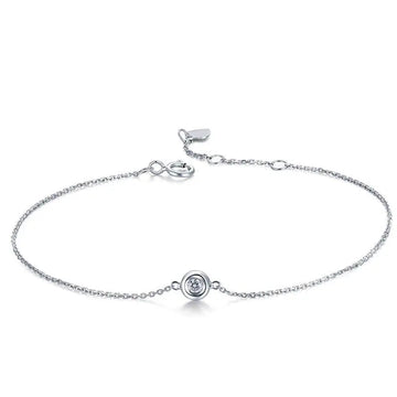 14k White / Yellow Gold Bezel Set Moissanite Affordable Gold Bracelet 0.1ct