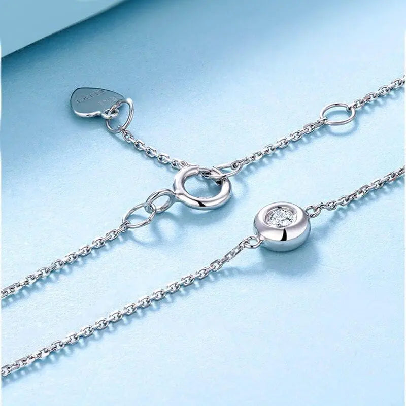 14k White / Yellow Gold Bezel Set Moissanite Affordable Gold Bracelet 0.1ct