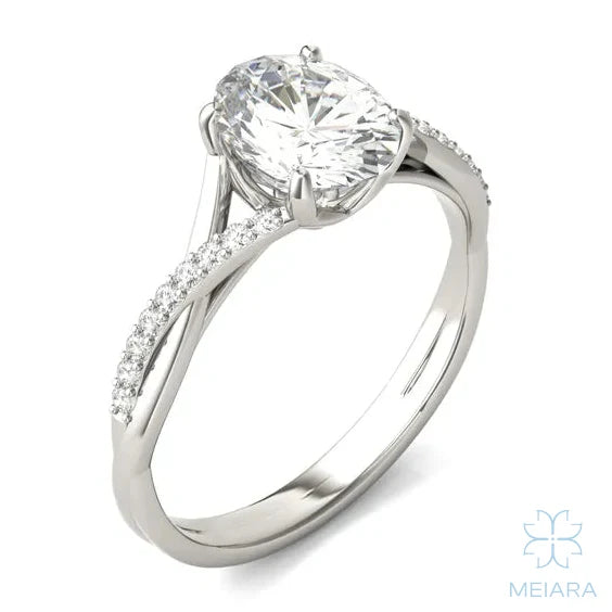 Eve Oval Twisted Side-Stone Engagement Ring