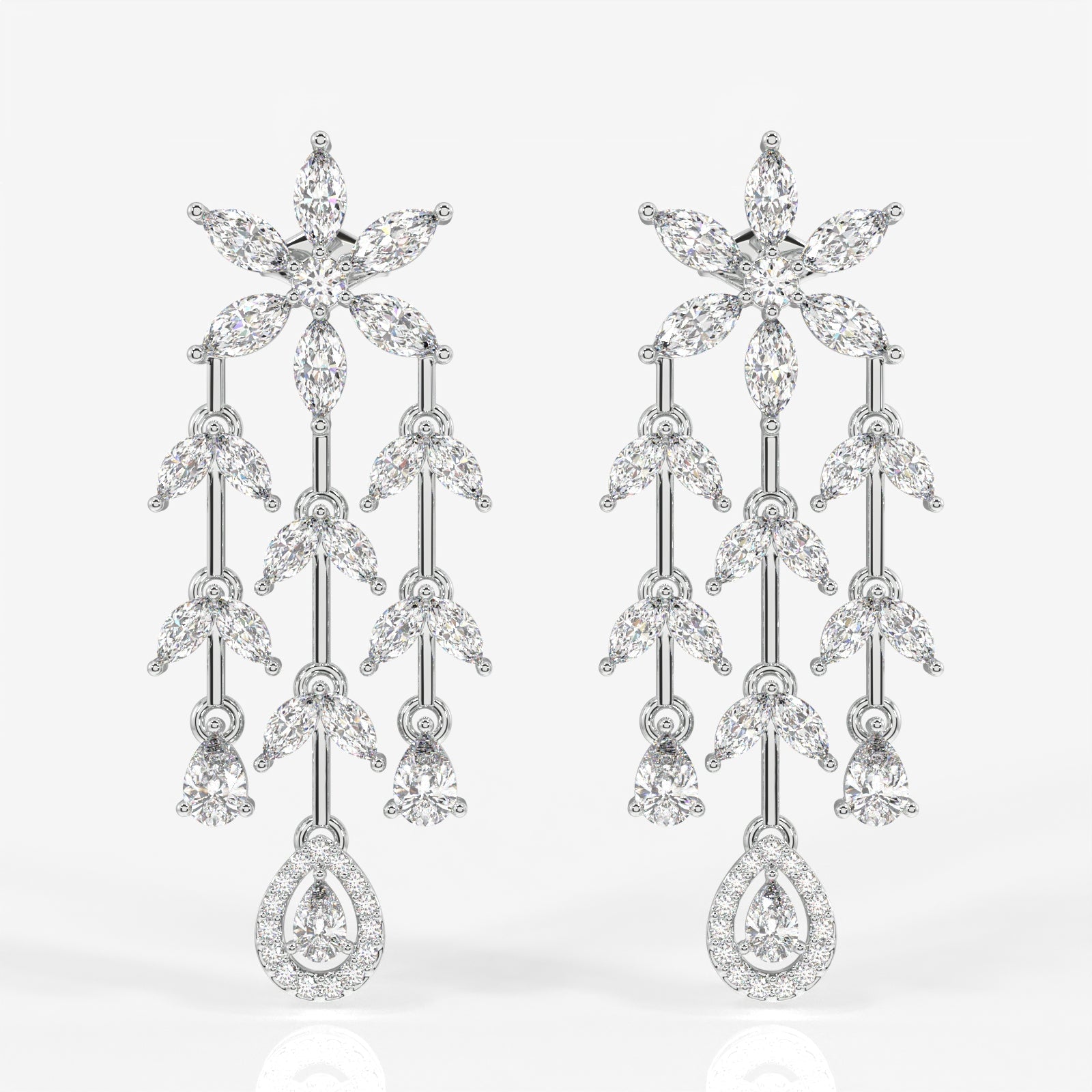 Ivana Cascade Moissanite Danglers 925 Sterling Silver Earrings